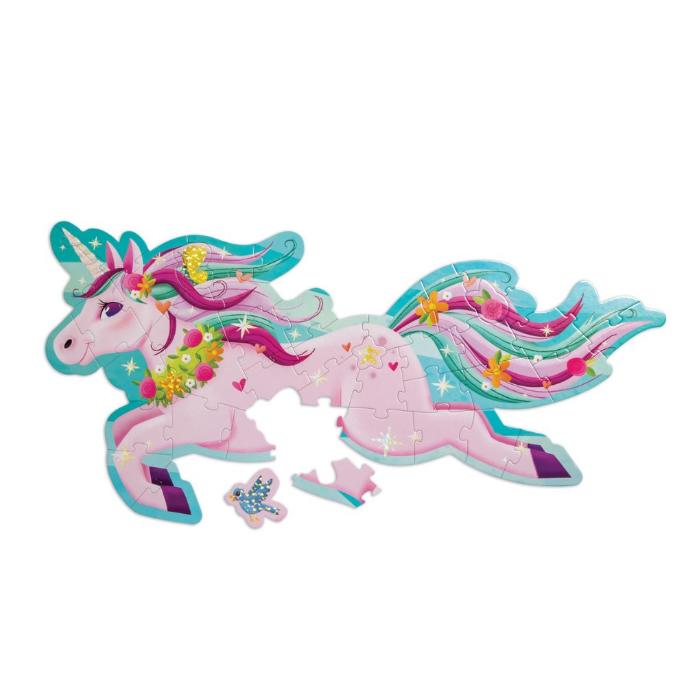 Peaceable Kingdom Shimmery Unicorn Floor Puzzle for Kids - 48-Piece Glittering Unicorn Jigsaw Puzzle for Children's Room Decor & Educational Playtime