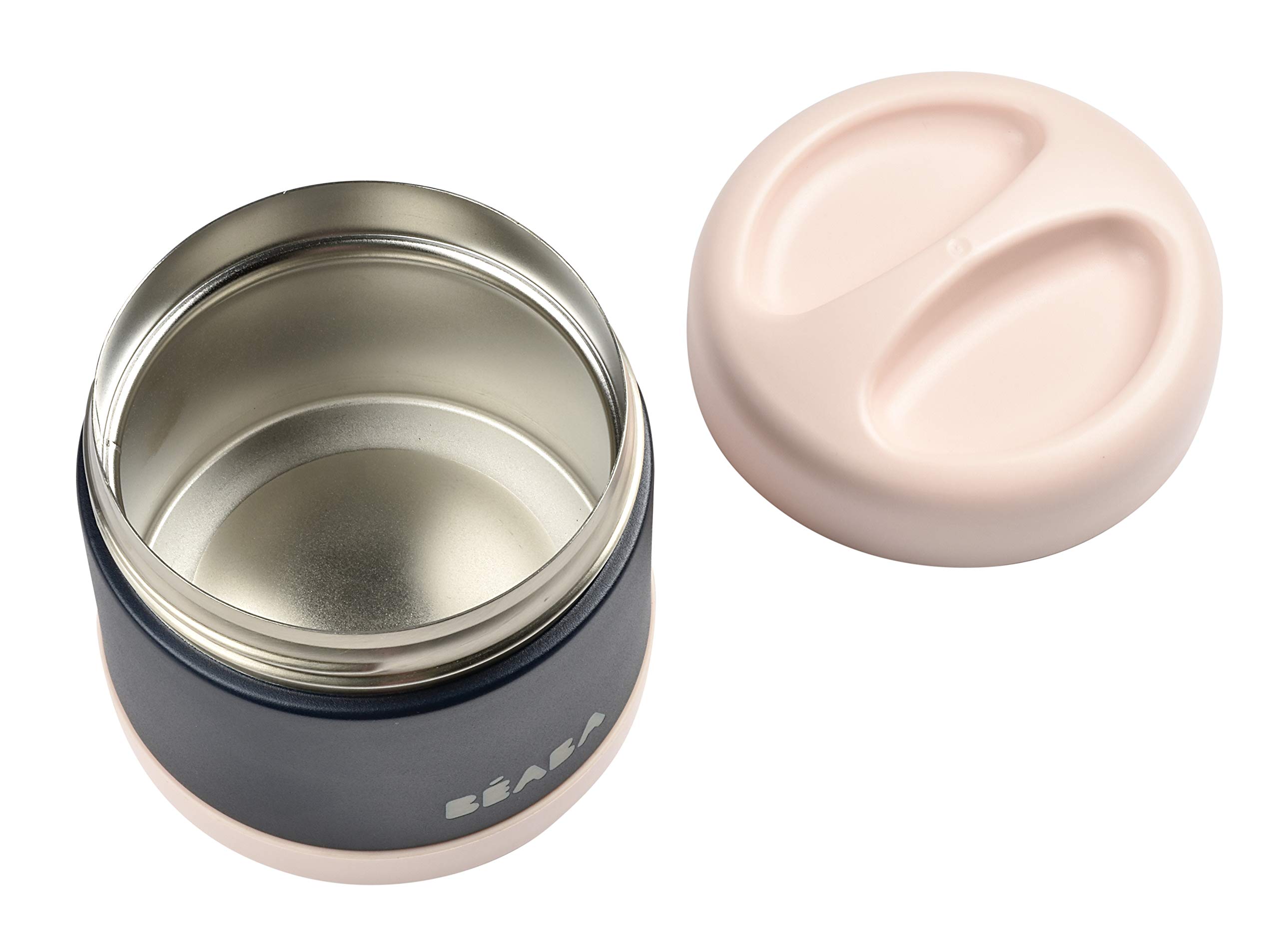 BEABA On The Go Meal Set - Insulated Kids Lunch Box with Stainless Steel Food Jar, Sippy Cup & Silicone Spoon - Portable Baby Food Containers for School, Travel & Picnics (Rose)