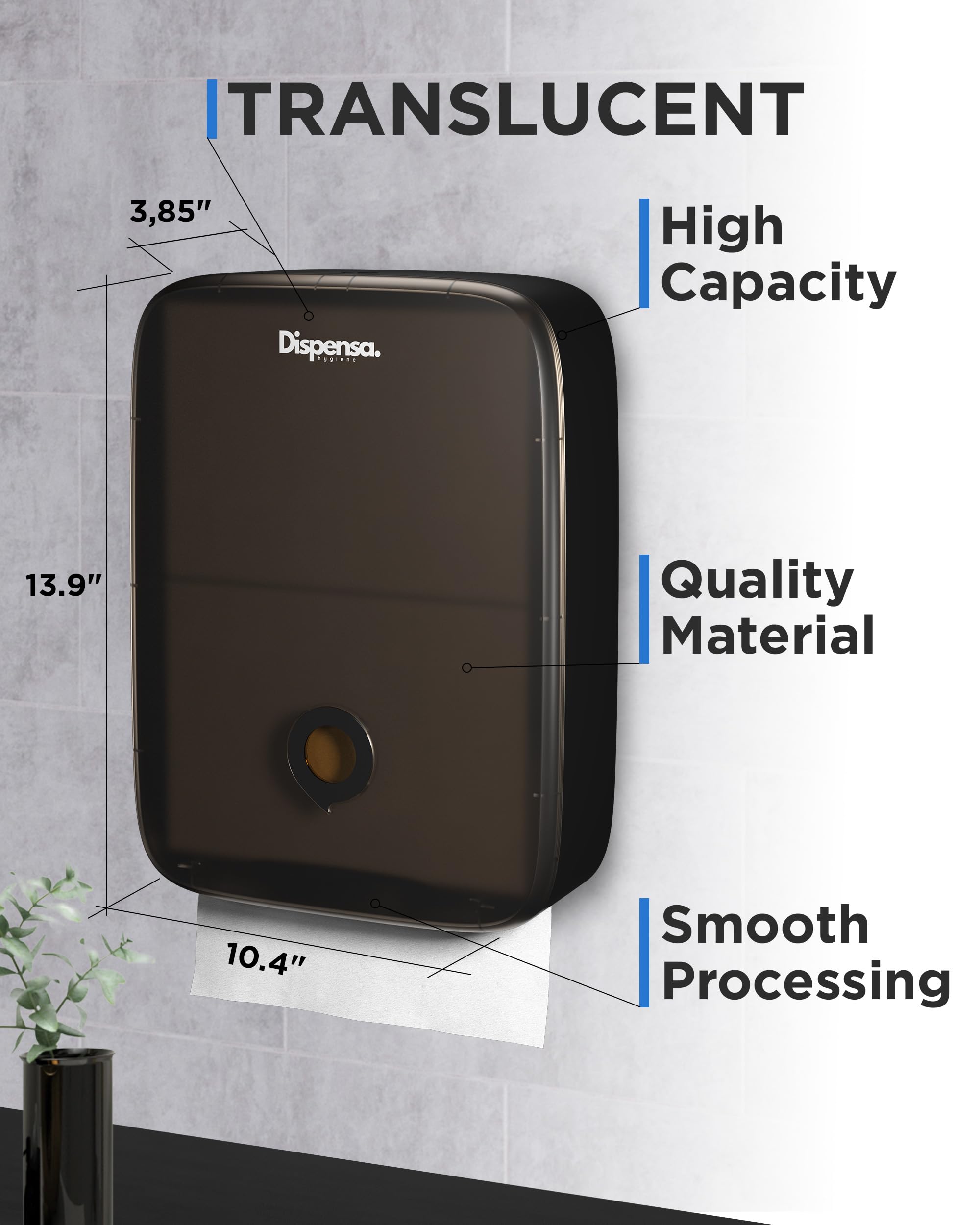 Commercial Paper Towel Dispenser Wall Mount - Multi-Fold (C Fold, Z Fold, Trifold) for Bathroom, Kitchen, Office & Business Use - Heavy Duty Black Paper Towel Holder for Restaurants, Hospitals & Public Spaces