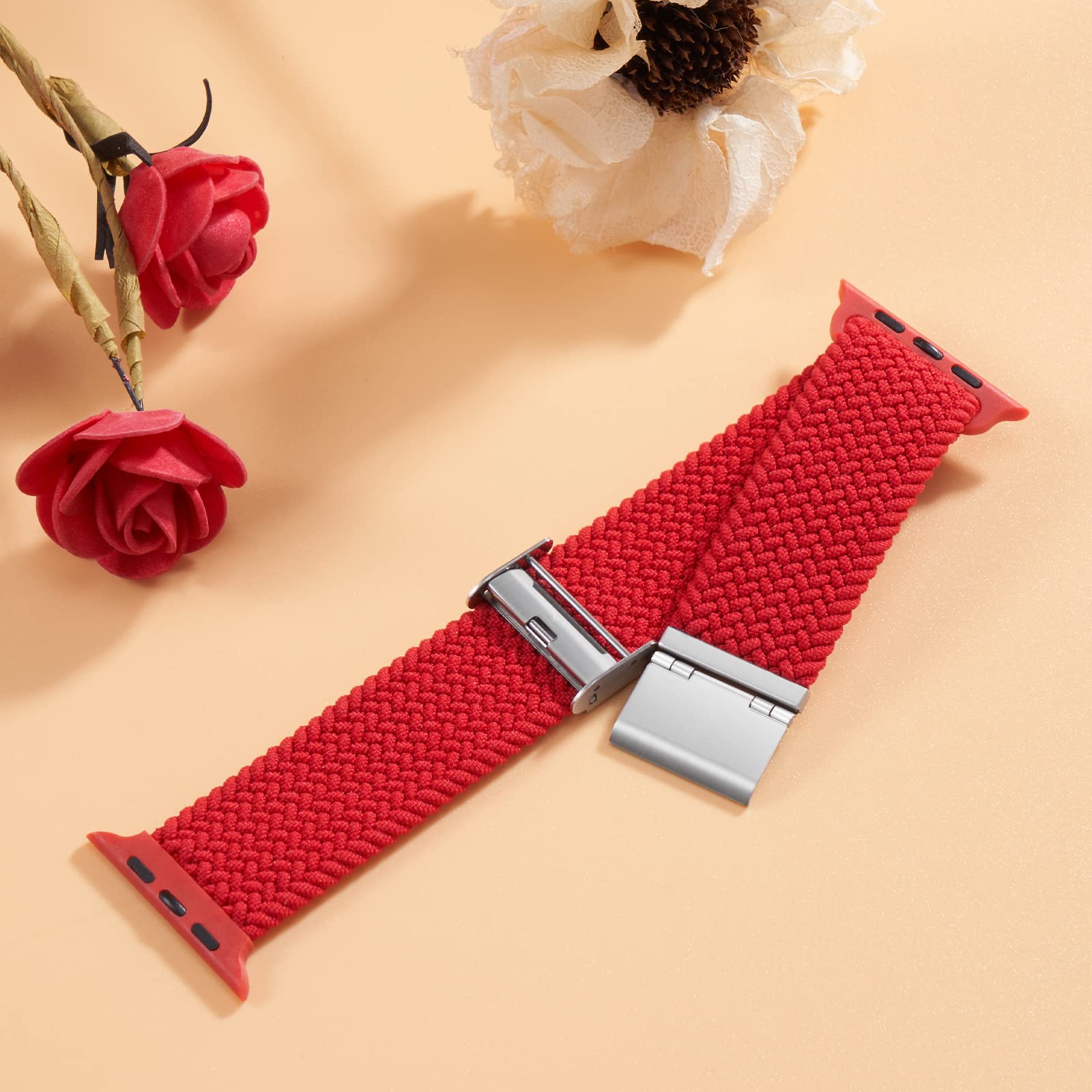 Braided Nylon Apple Watch Bands for Series 9/8/7/6/5/4/3/2/SE/Ultra/Ultra 2 - Adjustable, Breathable Replacement Strap for 38mm/40mm/41mm/42mm/44mm/45mm/49mm - Perfect for Workouts, Running & Everyday Wear