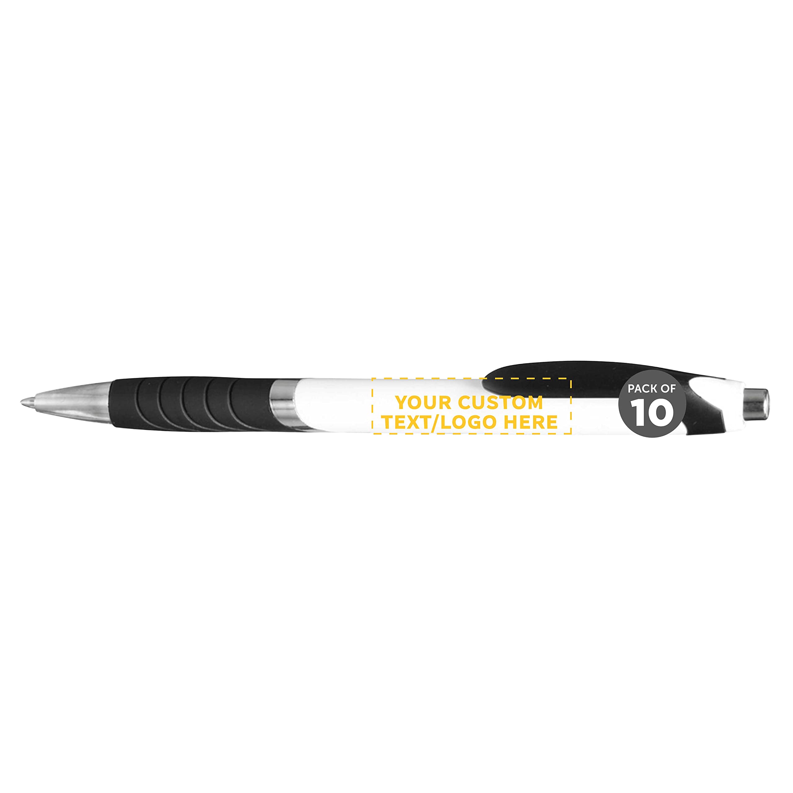Customizable Ballpoint Pens with Rubber Grip - 10 Pack Bulk Office Supplies, Black Ink Soft Touch Plastic Pens for Business Promotions, Branding & Corporate Gifts - Perfect for Meetings, Conferences & School Use