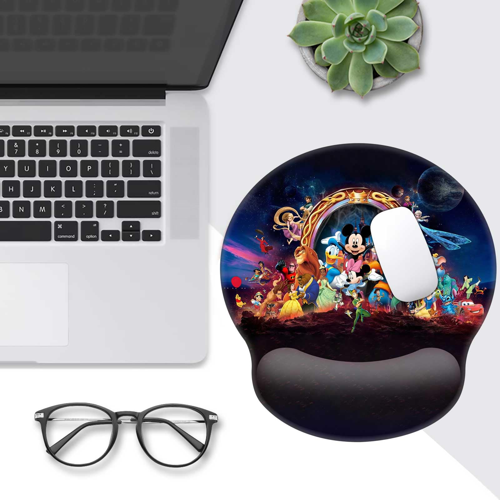 Ergonomic Black Mouse Pad with Wrist Support - Non-Slip Rubber Base for Laptop & PC, Anime Design Pain Relief Desk Pad for Office, Home & Gaming - Perfect for Long Work Hours & Computer Use