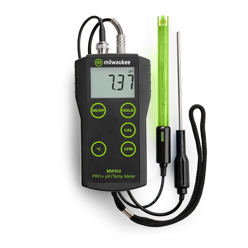 Milwaukee MW102 Digital pH and Temperature Meter with ATC - Accurate Water Testing for Pools, Aquariums, and Hydroponics