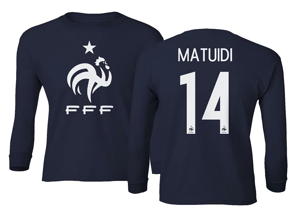 2020 France #14 MATUIDI Soccer Jersey - Youth Long Sleeve T-Shirt by Spark Apparel | Authentic Football Shirt for Fans & Players