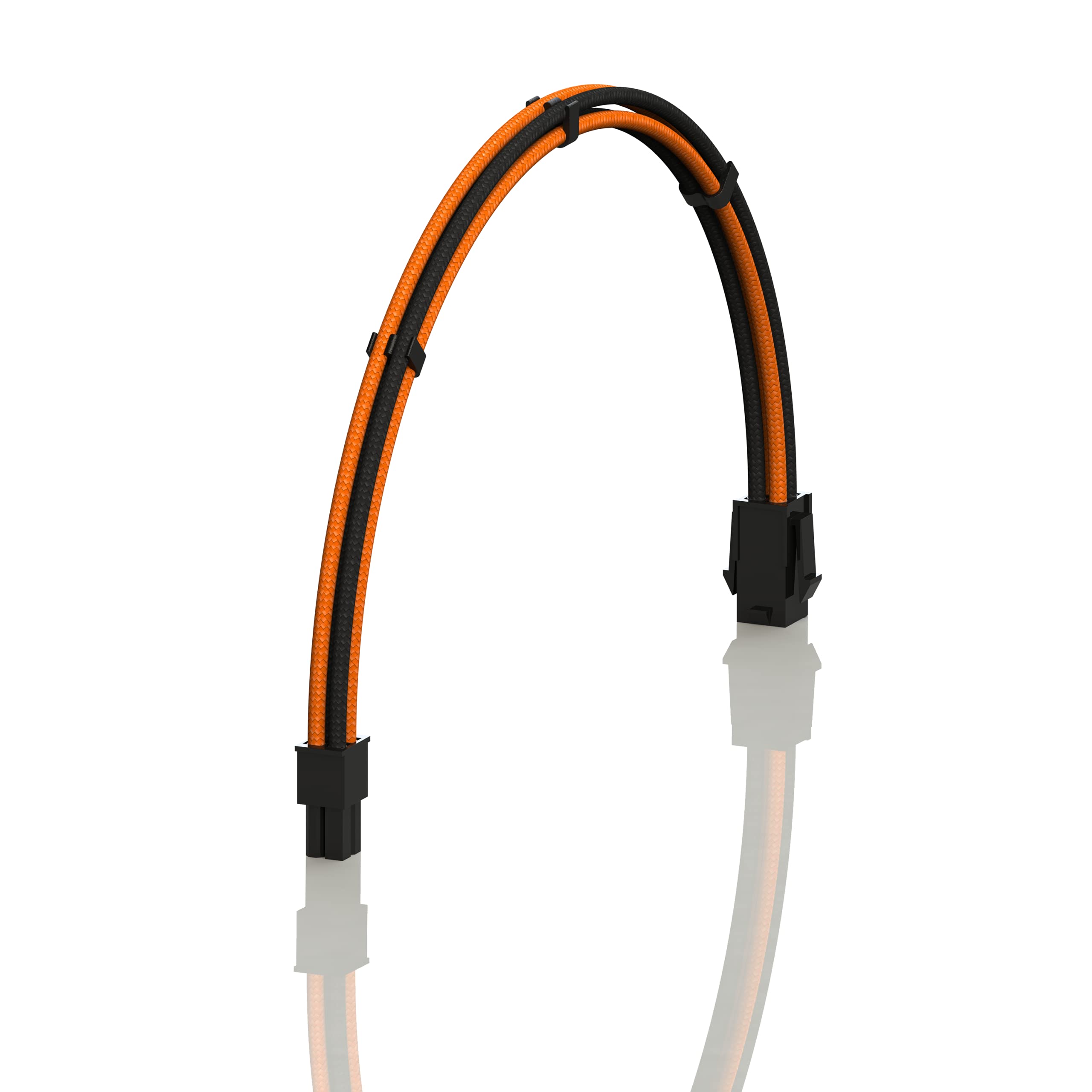 LINKUP - AVA 50cm EPS 4 Pin CPU ATX Motherboard PSU Power Supply Braided Sleeved Extension Cable with Combs | High-Quality Custom Mod PC Cable | Strong & Stiff Design | Single Pack 500mm Orange Black | Perfect for Gaming PC Builds & Custom Computer Setups