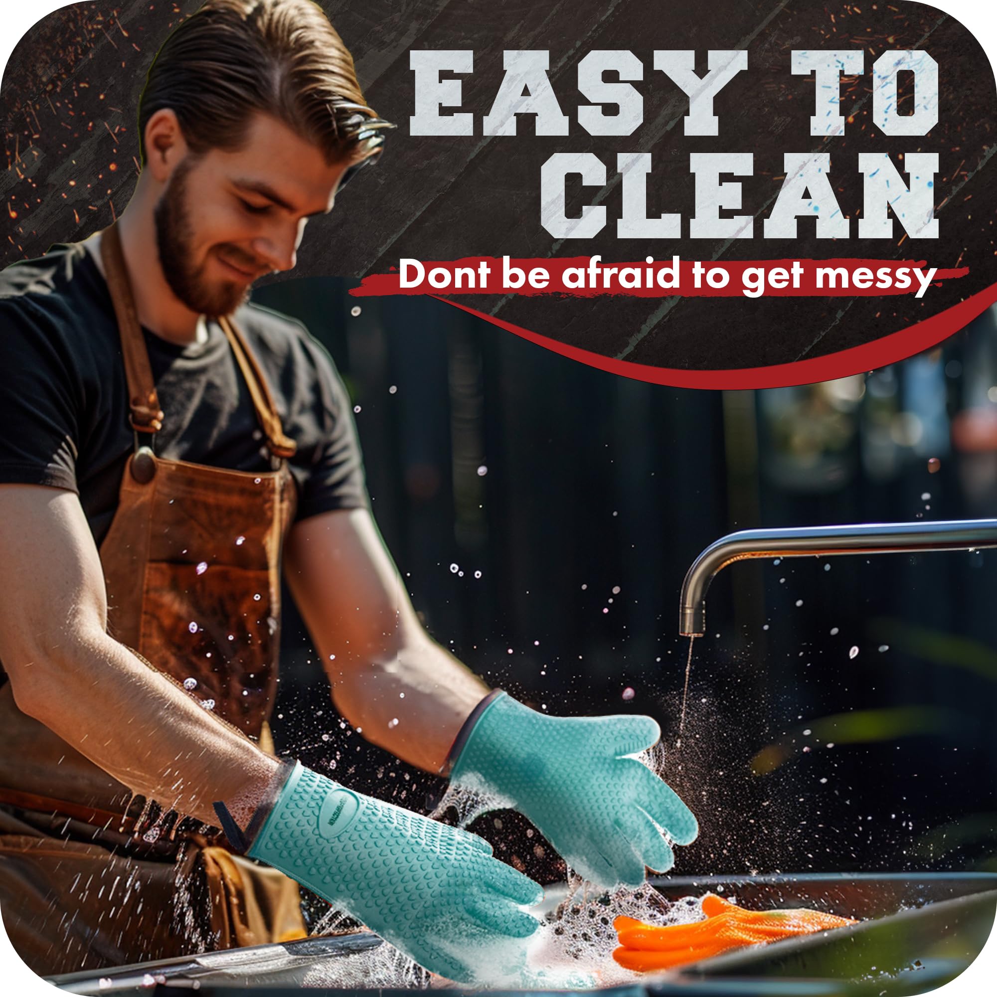 KITCHEN PERFECTION XL Heat Resistant Silicone BBQ Gloves - 1472°F Extreme Heat Protection for Grilling, Smoking & Frying | Waterproof Oven Mitts for Cooking, Baking & Outdoor BBQ | Premium Grill Accessories with 3 Free Bonuses - Perfect for Backyard BBQs, Camping & Kitchen Safety