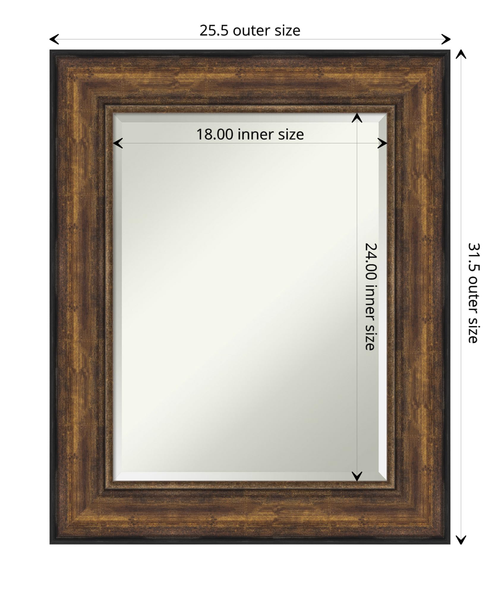 Amanti Art 32x26 Inch Bronze Wall Mirror - Traditional Rectangle Bathroom & Living Room Decor with Beveled Edge, Hangs Horizontally or Vertically - Perfect for Bedroom, Entryway, and Hallway Décor
