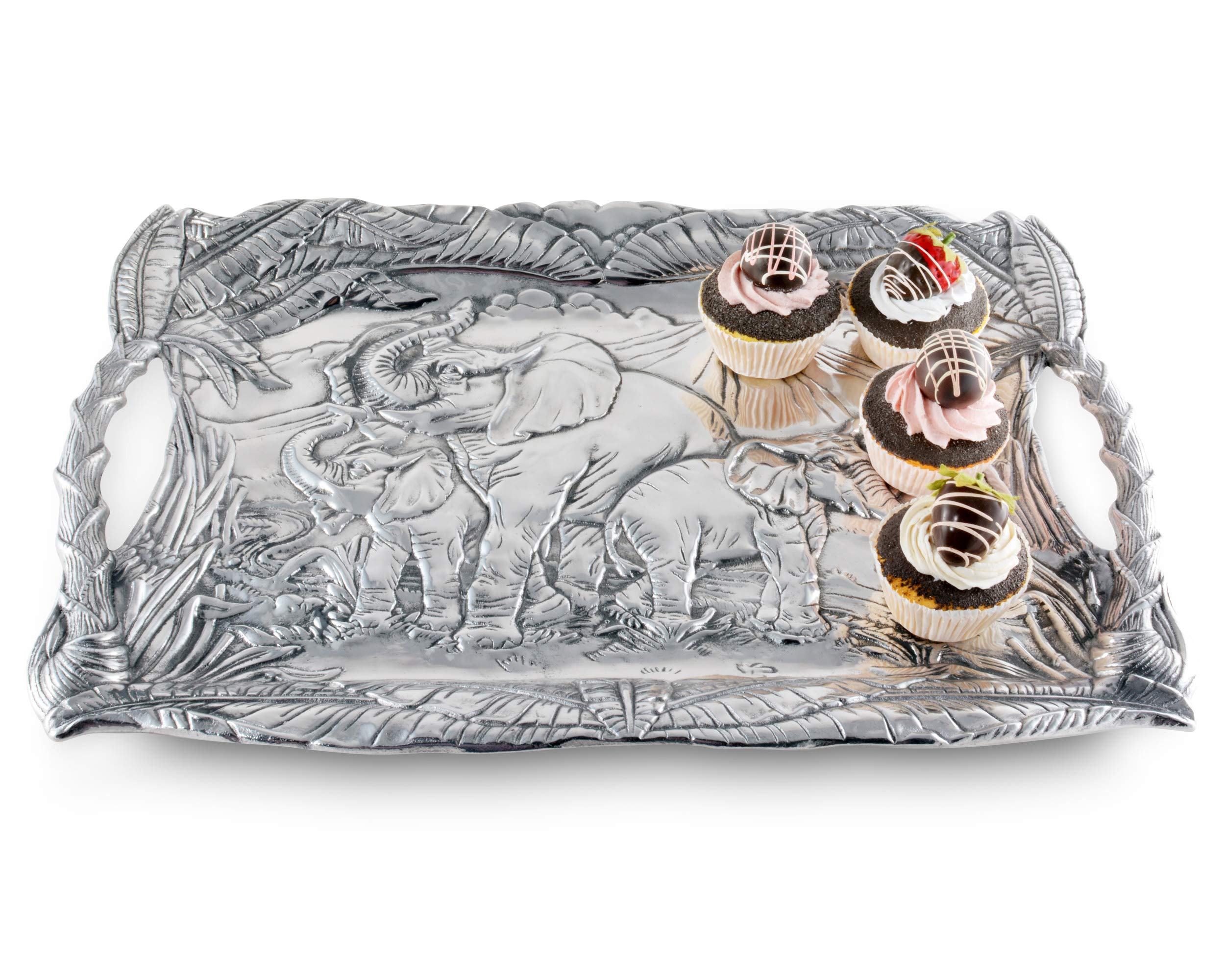 Arthur Court Designs Aluminum Elephant Serving Tray - 20.5