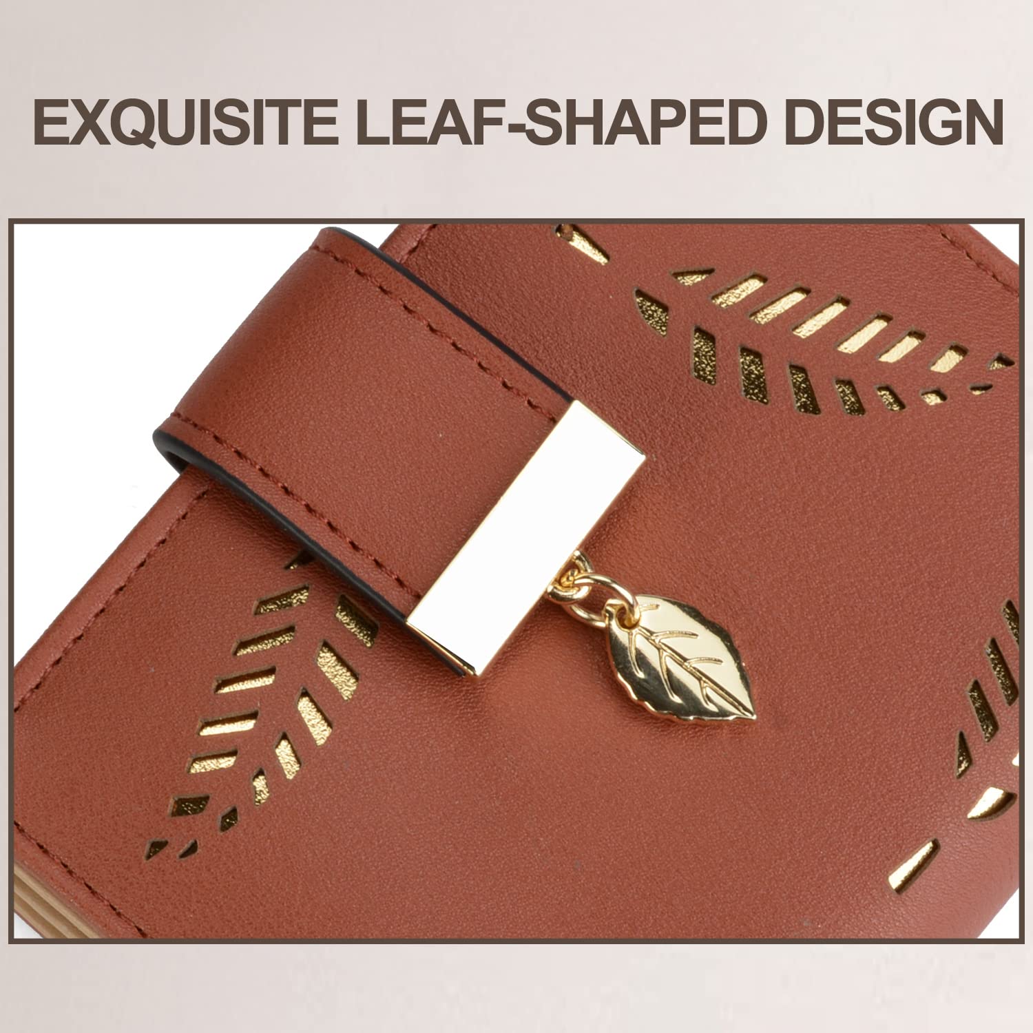 VODIU Women's Leather Bifold Wallet with Zipper - Medium Size Short Purse for Credit Cards, Cash & Coins - Stylish Buckle Clutch for Everyday Use, Travel & Shopping