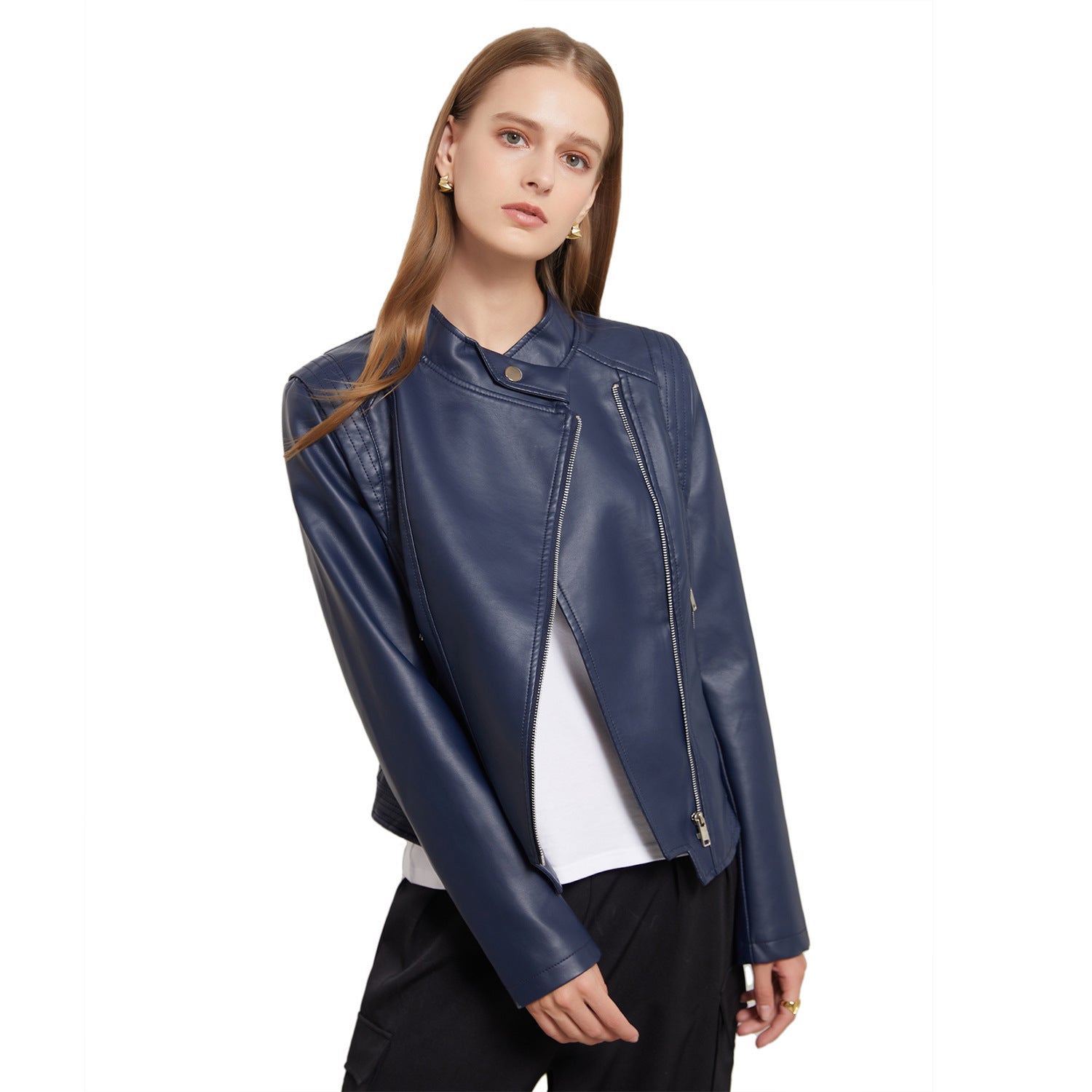 Stylish Vegan Leather Jacket for Women - Slim Fit Faux Leather Coat - Perfect for Casual Outings & Office Wear