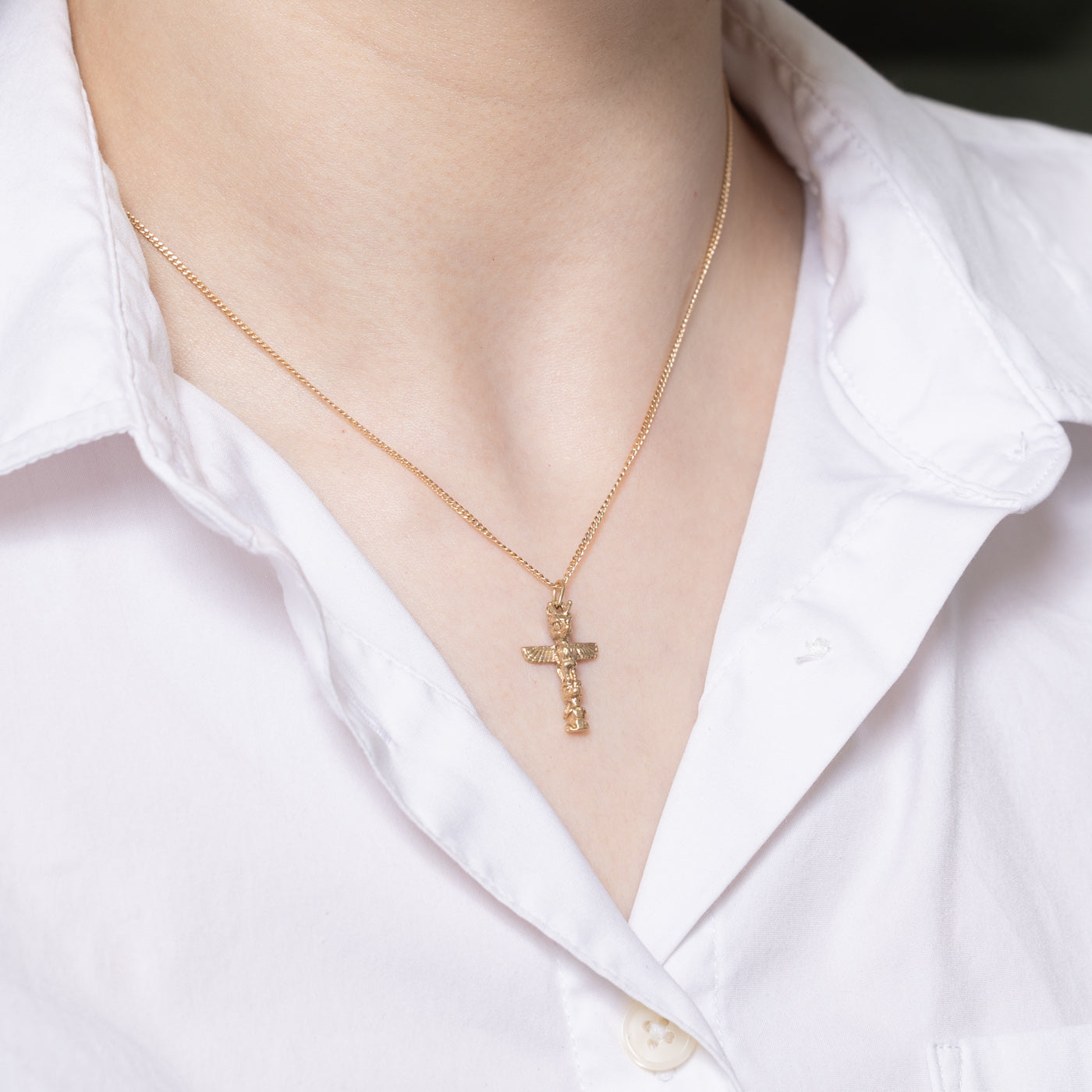10K Yellow Gold Totem Pole Charm Pendant - Handmade Native American Jewelry for Necklace - Perfect for Gifts, Spiritual Protection & Cultural Fashion