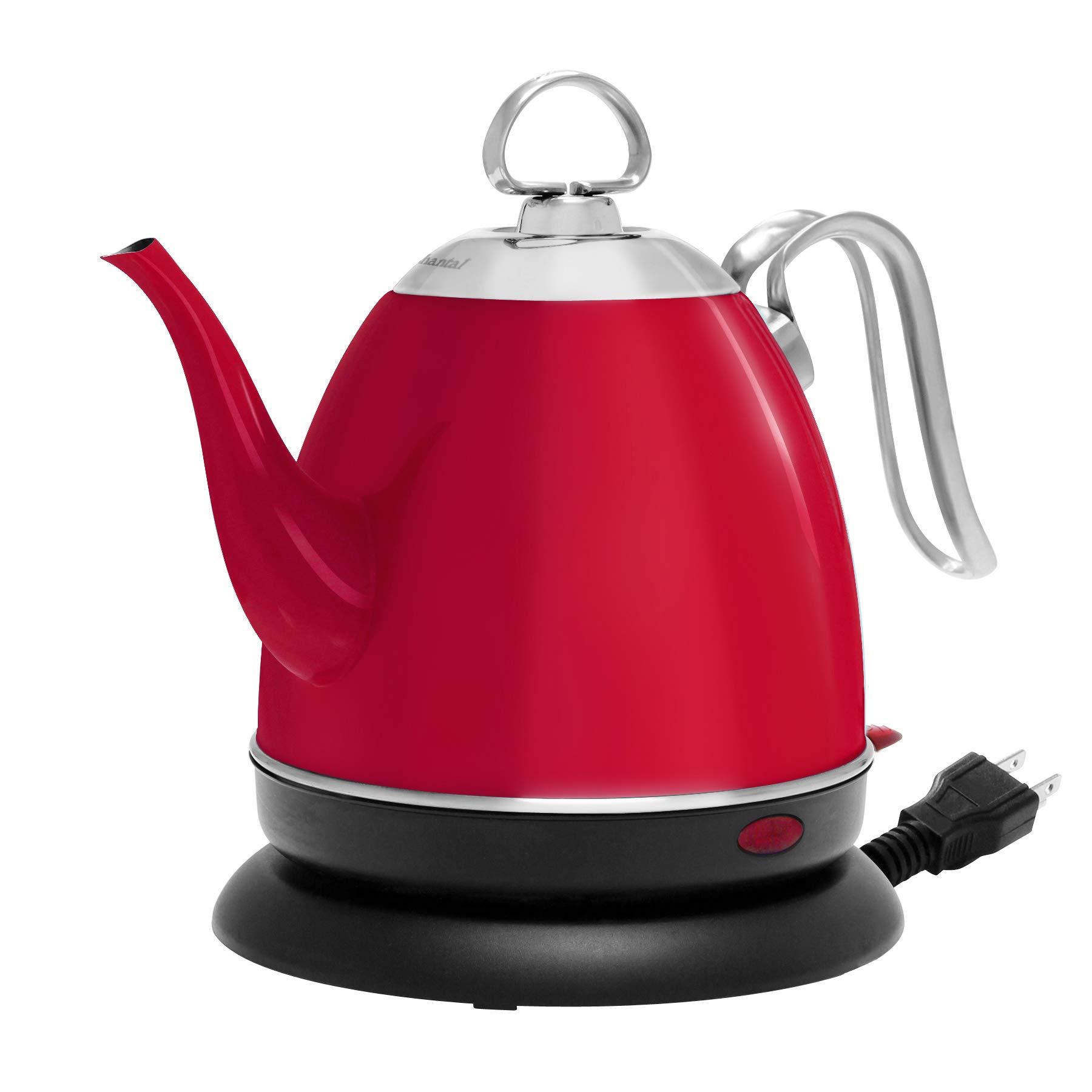 Chantal Mia eKettle Electric Water Kettle - 32oz (1L) Stainless Steel Fast Boiling - Apple Red - Perfect for Tea, Coffee & Office Use