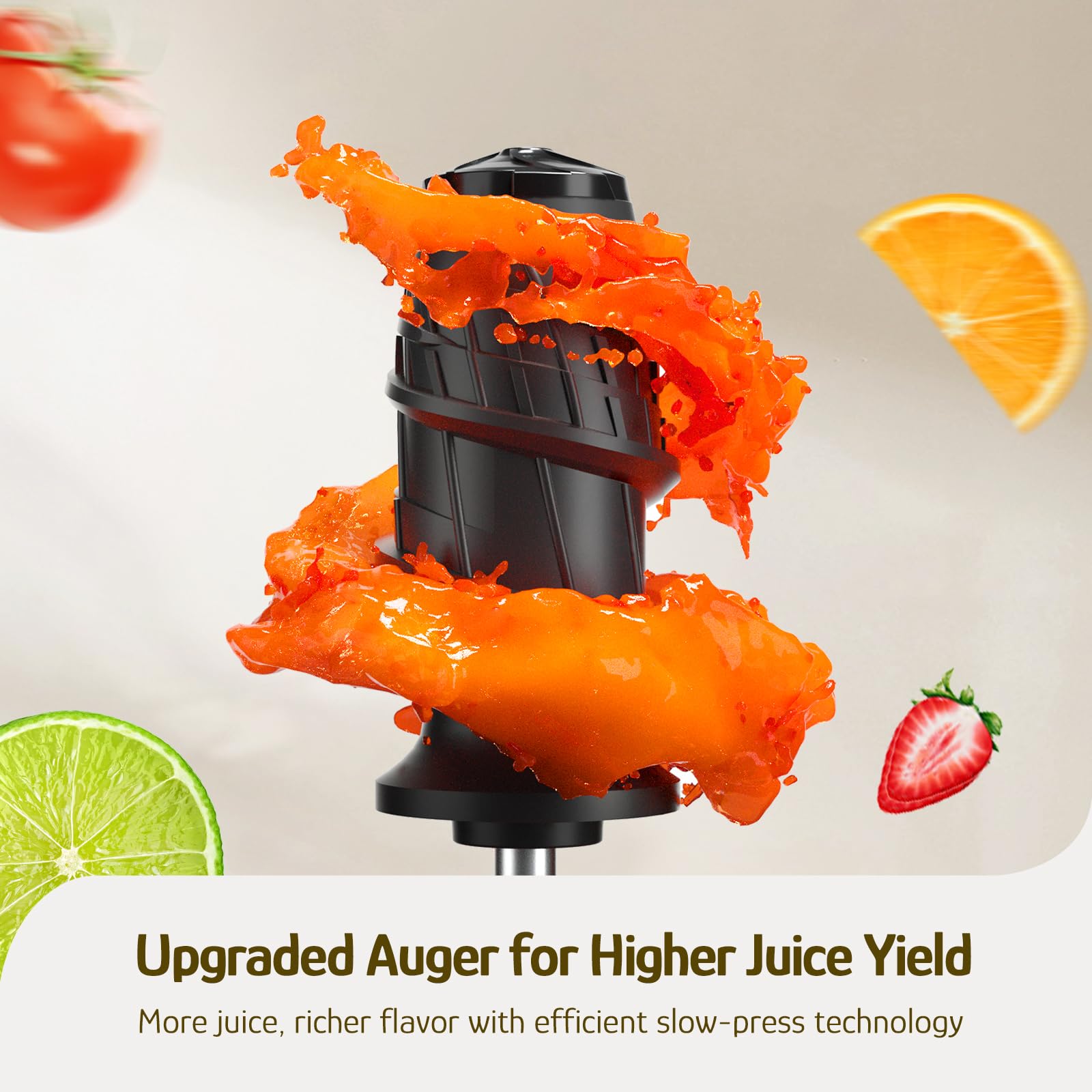 Hazel Quinn Slow Masticating Juicer - Cold Press Juicer for Fruits & Vegetables, BPA-Free, Easy Clean, 2-Speed & Reverse Function, Ultra Quiet, Dishwasher Safe - Perfect for Healthy Juicing at Home or Office