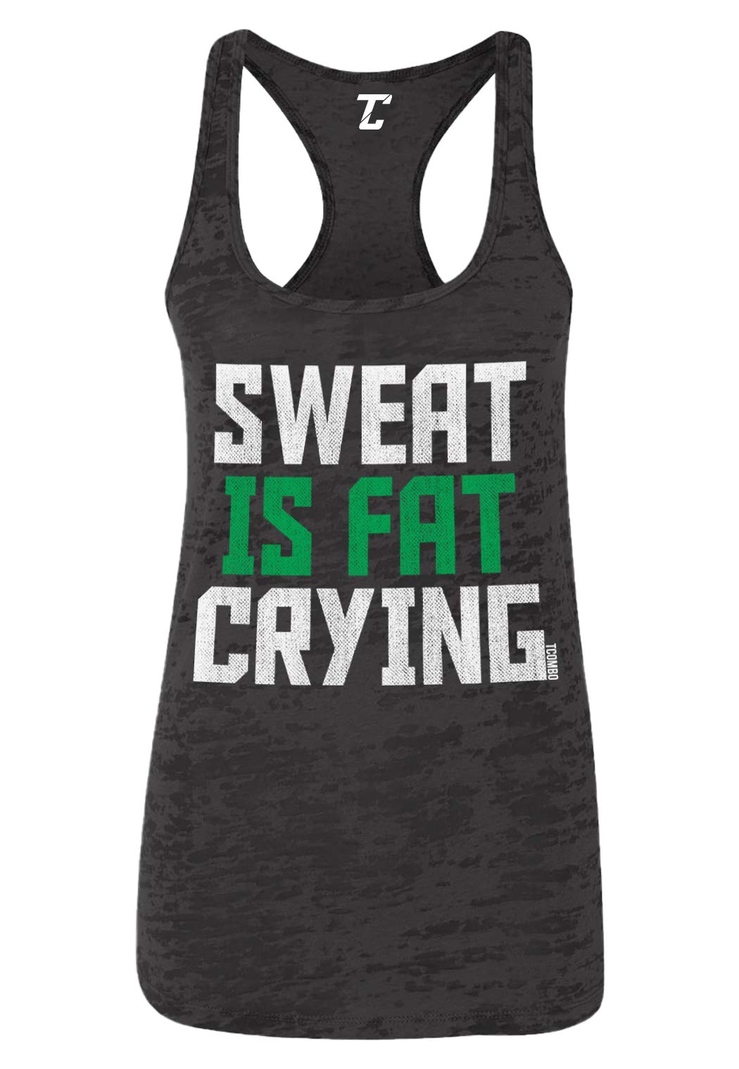 Gym Fitness Racerback Tank Top for Women - Motivational 'Sweat is Fat Crying' Workout Shirt - Perfect for Bodybuilding, Weightlifting & Cardio Training