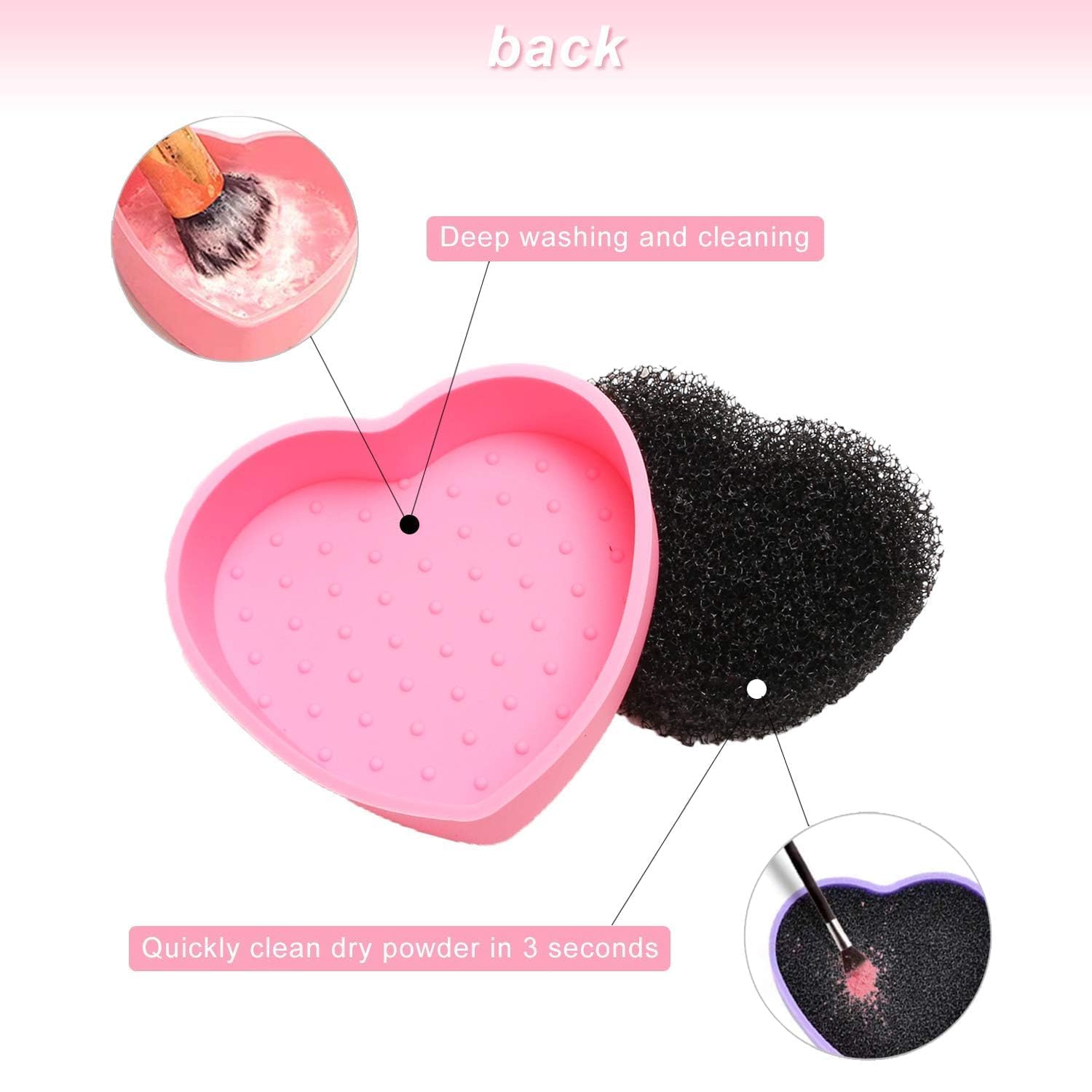 BPA-Free Silicone Makeup Brush Cleaner Pad - 2 in 1 Heart Shape Cosmetic Brush Washer, Reusable & Eco-Friendly, Multicolor (Medium, 2 Pack) for Professional Makeup Artists & Beauty Enthusiasts at Home Salon