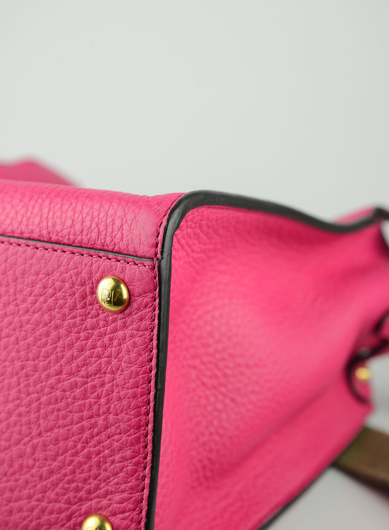 Fendi Selleria Peekaboo Isseu X Lite Fuchsia Leather Handbag - Luxury Designer Crossbody Bag for Women, Perfect for Work, Travel & Evening Events