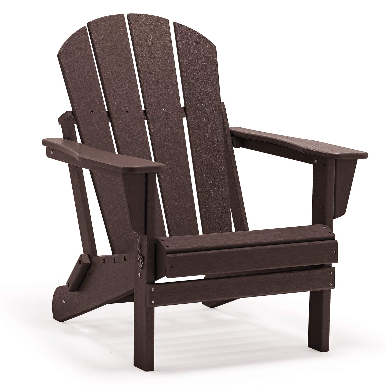 Premium WO Home Adirondack Chair - Foldable Outdoor Lounger for Fire Pit, Beach, Balcony, Backyard, Patio & Pool - Durable Garden Furniture in Dark Brown - Perfect for Relaxing, Sunbathing & Outdoor Entertaining