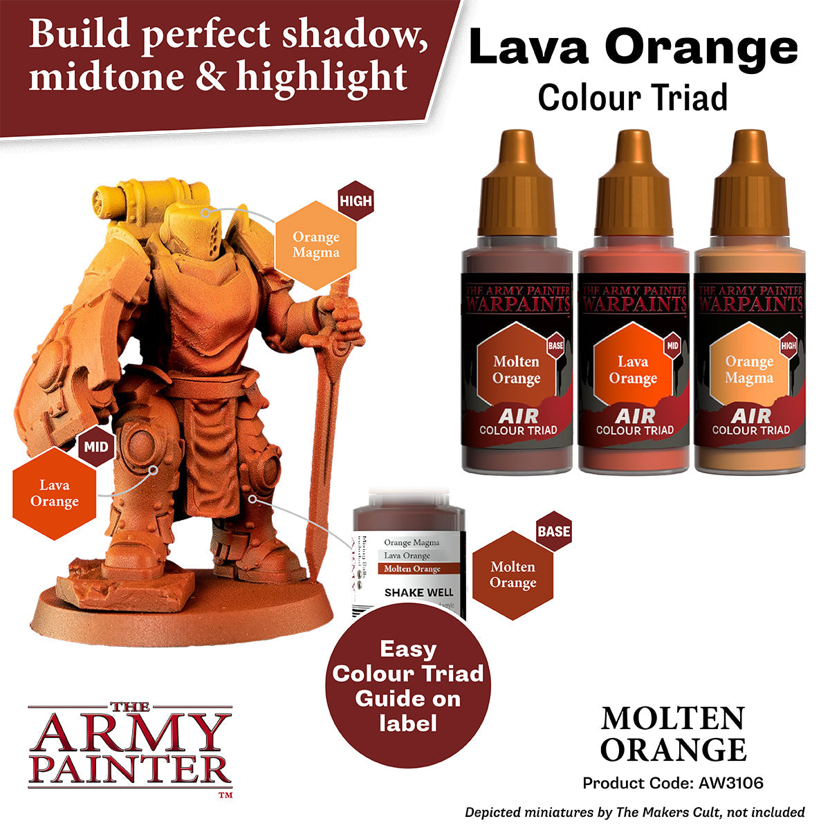Warpaints Air: Molten Orange - High-Quality Airbrush Paint for Artists & Hobbyists - Perfect for Miniatures, Cosplay & Model Painting