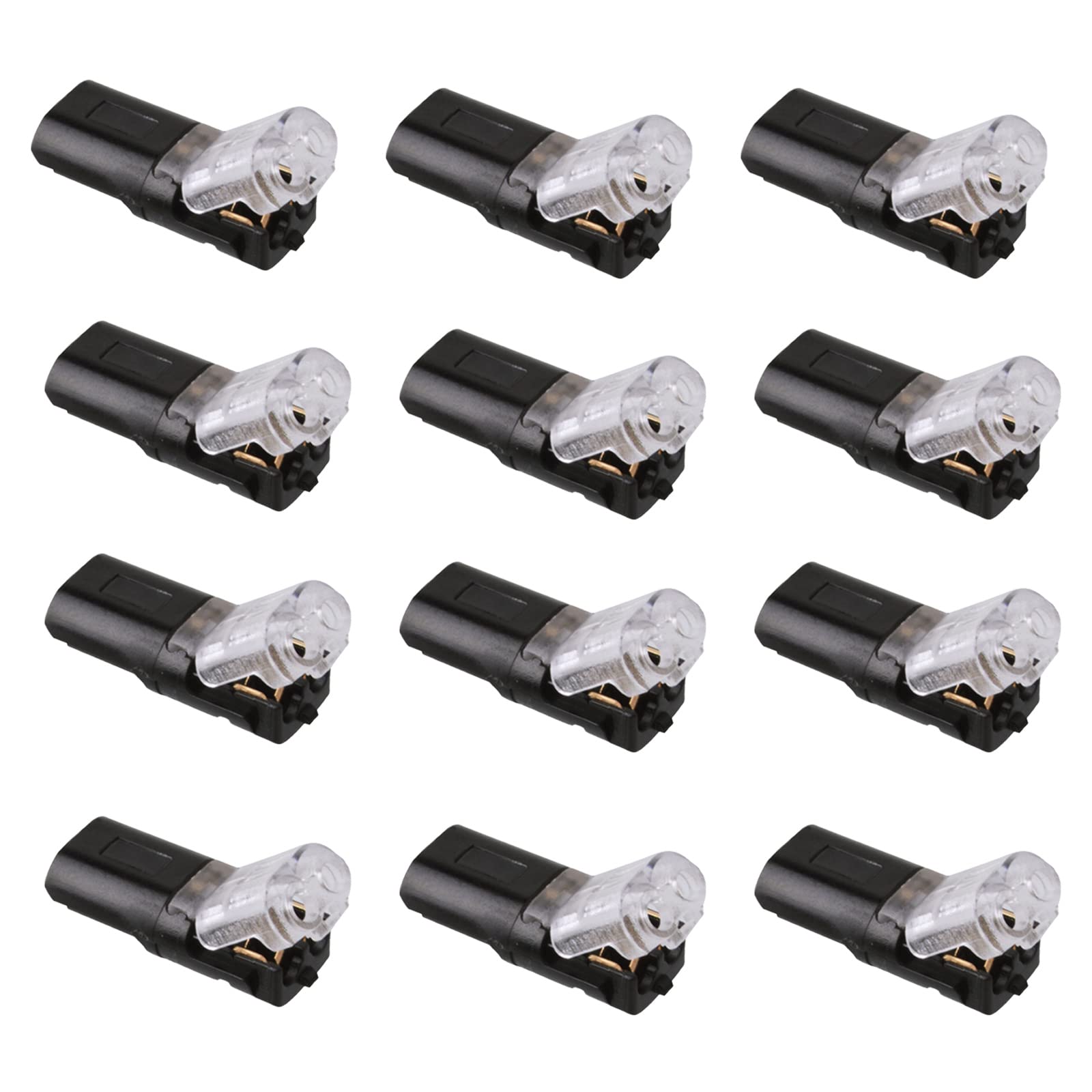 Pluggable LED Wire Connectors - 2 Pin 2 Way Spring Terminal Blocks - No Wire Stripping Needed - Tool-Free Electrical Connectors for AWG 20-24 Wires (12 Pack) - Perfect for LED Strips, Automotive Wiring & DIY Electronics Projects