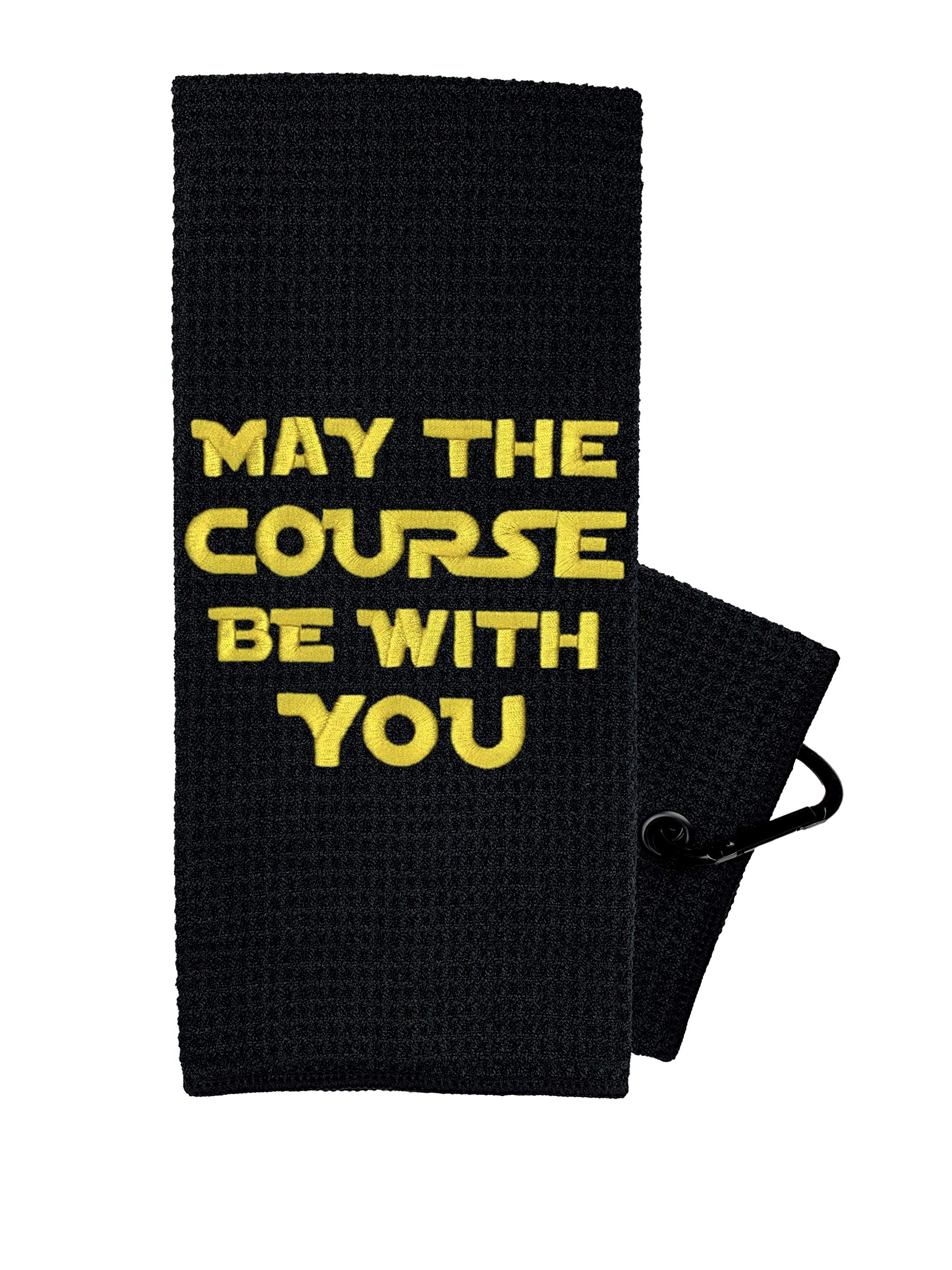 Wolf Golf Towels - Funny Embroidered Golf Towel with Clip for Golf Bags - Perfect Golf Gifts for Men & Women - May The Course Be with You - Ideal for Golf Courses, Driving Ranges & Tournaments