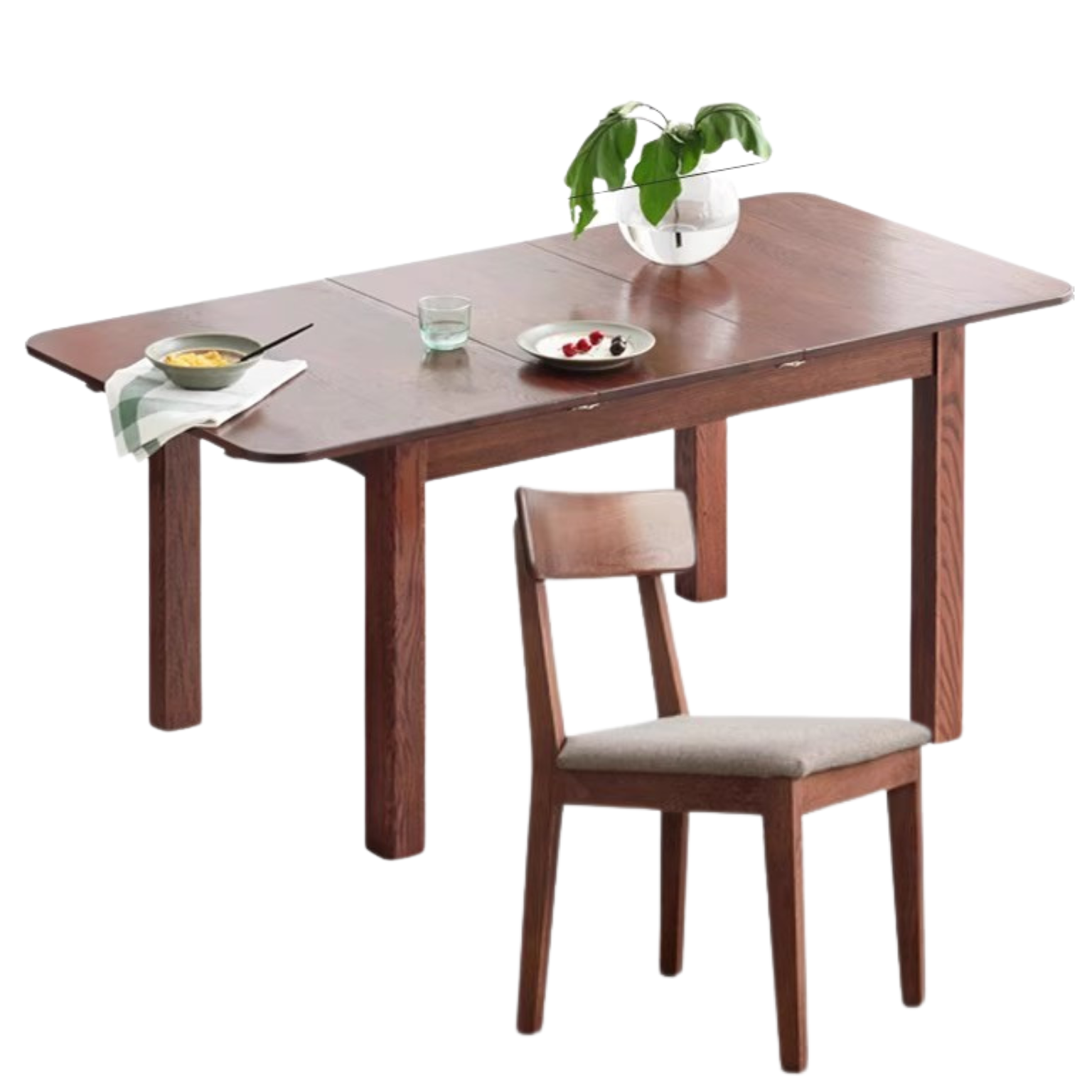 Solid Oak Wood Extendable Folding Dining Table - Expandable for Small Spaces, Perfect for Apartments & Family Gatherings