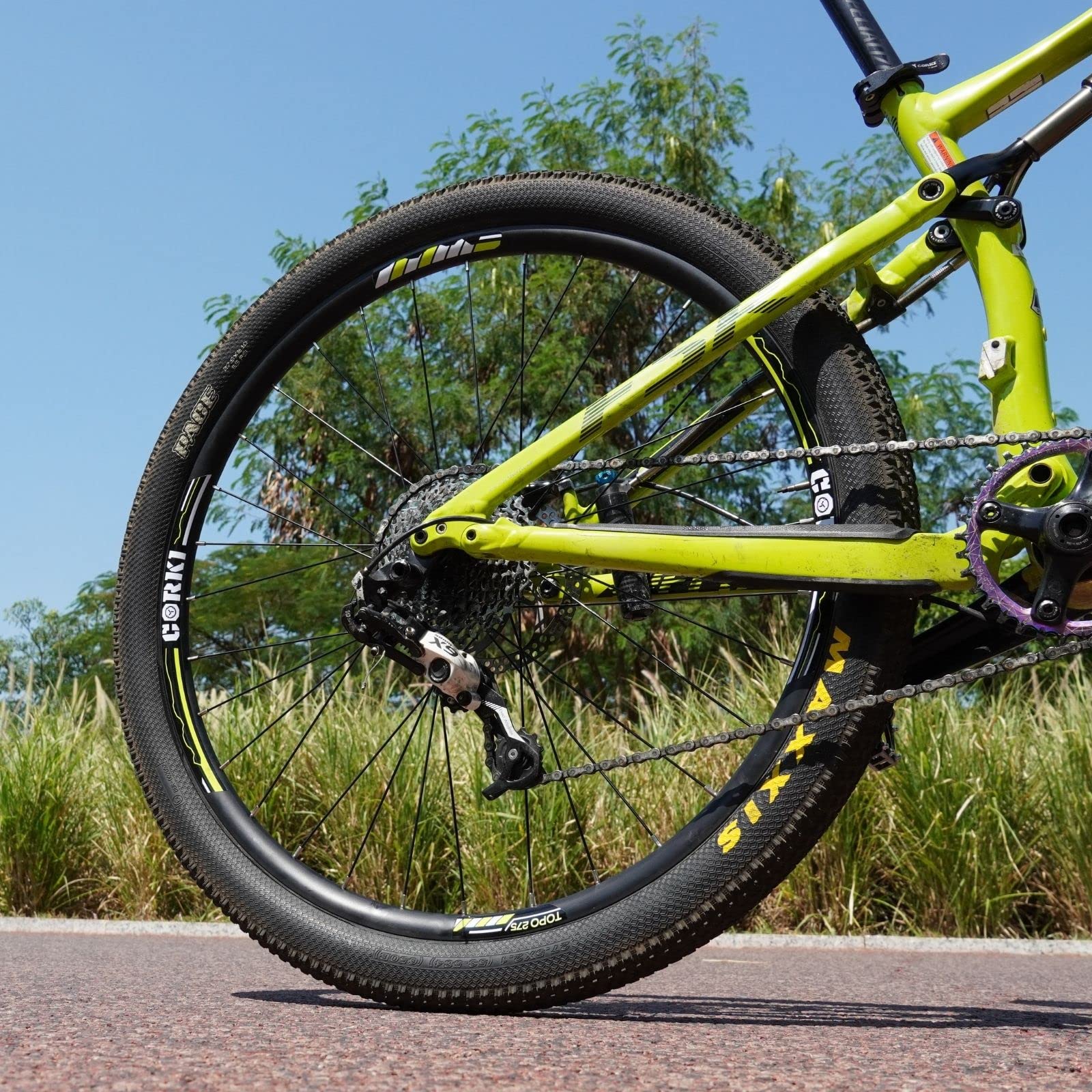 **Corki Cycles TOPO Mountain Bike Wheels - 26/27.5/29 Inch Aluminum Alloy Wheelset with Thru Axle & Dual Disc Brake (1.5-2.6 Inch Width) - Perfect for Trail Riding & Off-Road Adventures**