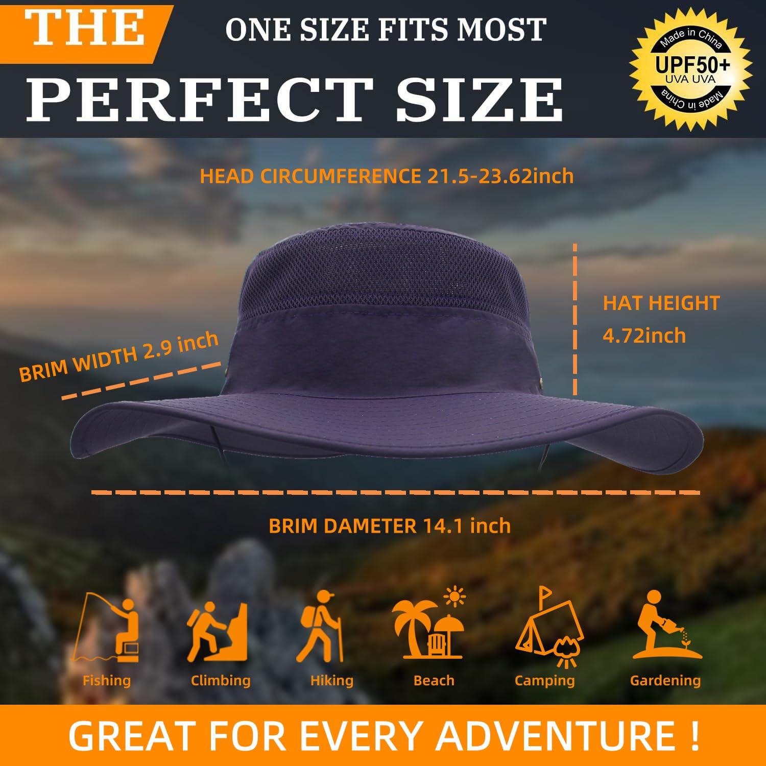 UPF 50+ Wide Brim Sun Hat for Women & Men - UV Protection Summer Bucket Hat for Fishing, Hiking, Beach, Gardening & Outdoor Activities