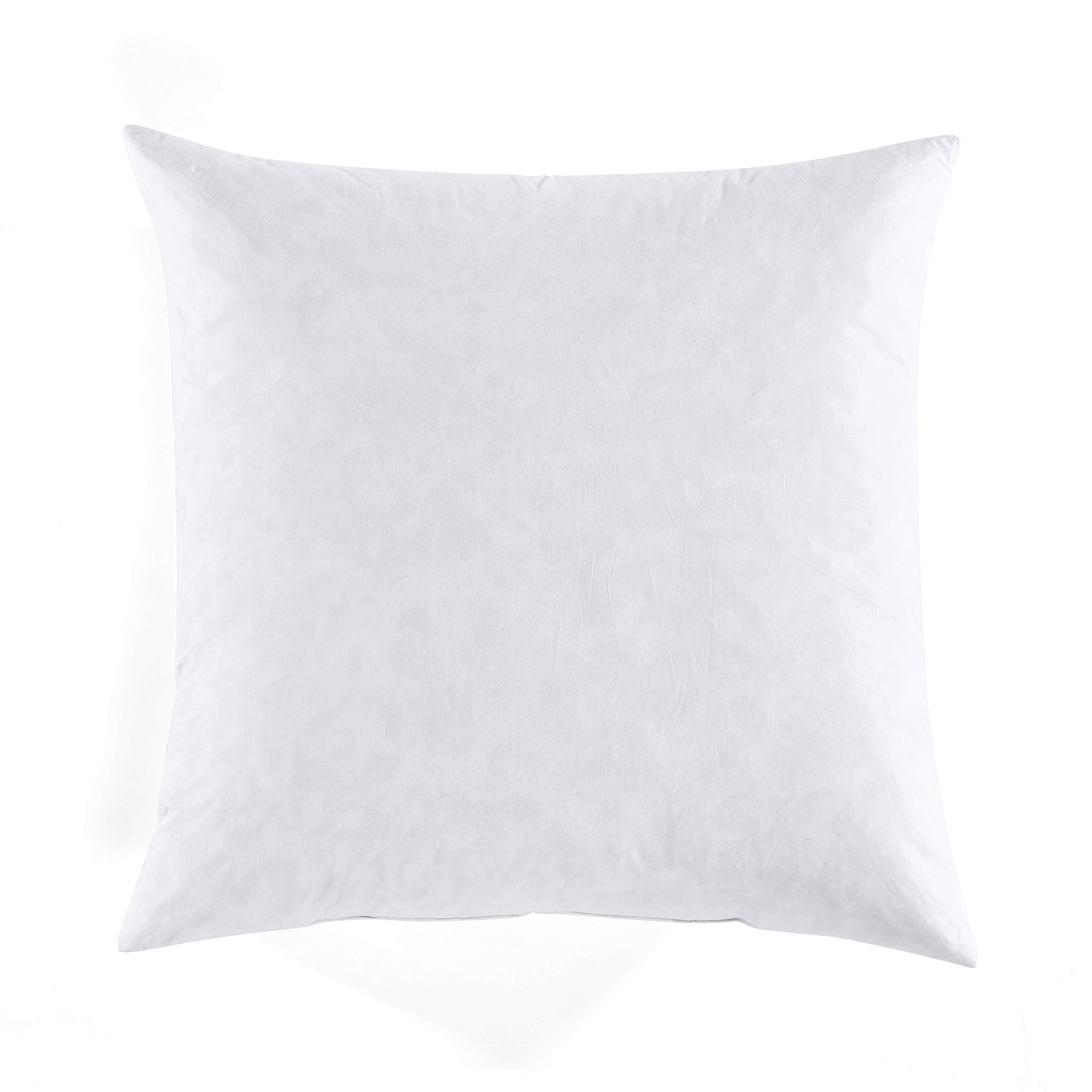 Lush Decor Feather Down Pillow Insert - 21x21 Inches, Soft Cotton Cover, White - Perfect for Sofa, Bed & Home Decor
