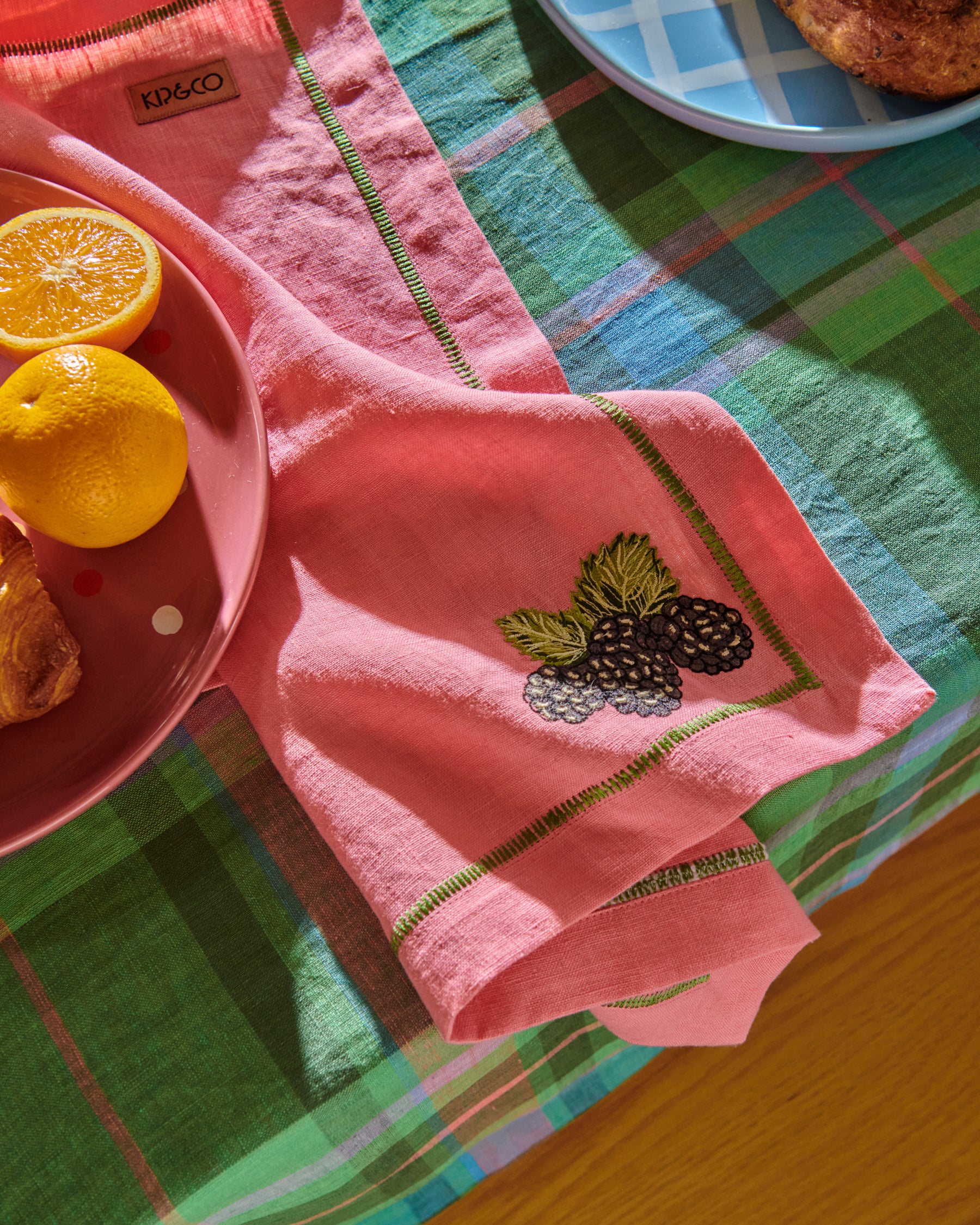 Berry Bliss Embroidered Linen Napkins Set of 4 - Premium Quality Table Linens for Dinner Parties, Weddings & Home Decor