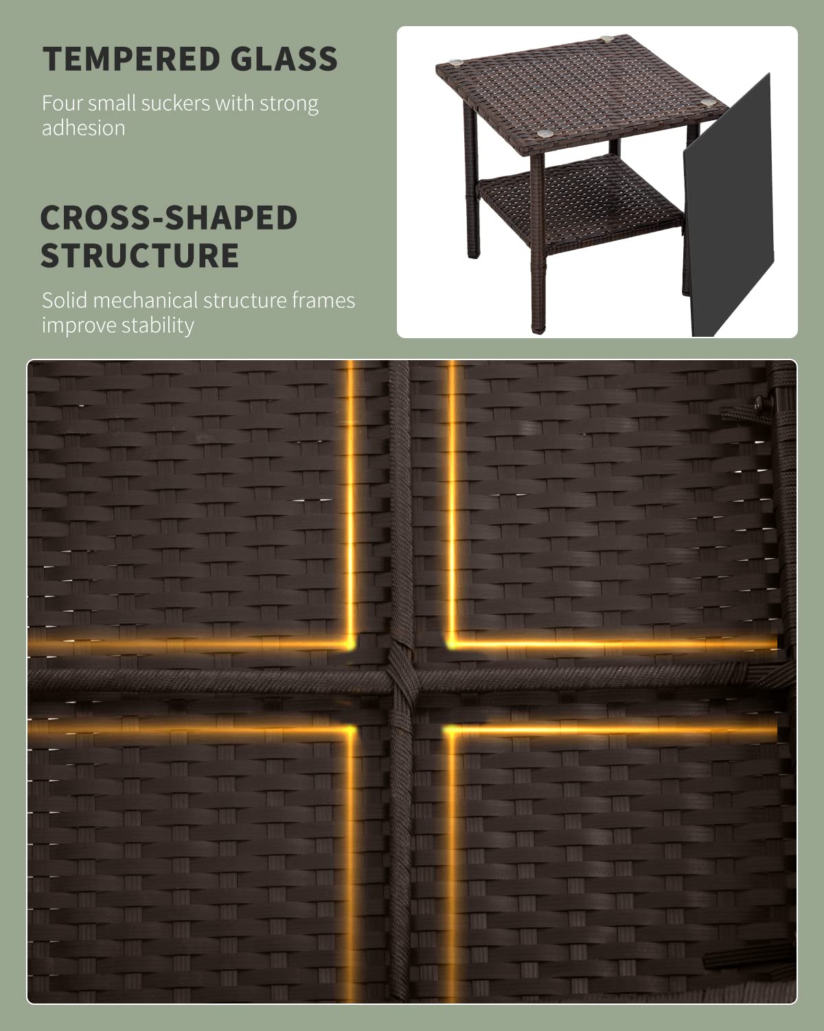 3-Piece Wicker Patio Furniture Set - Outdoor Rattan Chairs & Table for Backyard, Porch, Poolside or Lawn - Brown Conversation Bistro Set for Relaxing & Entertaining