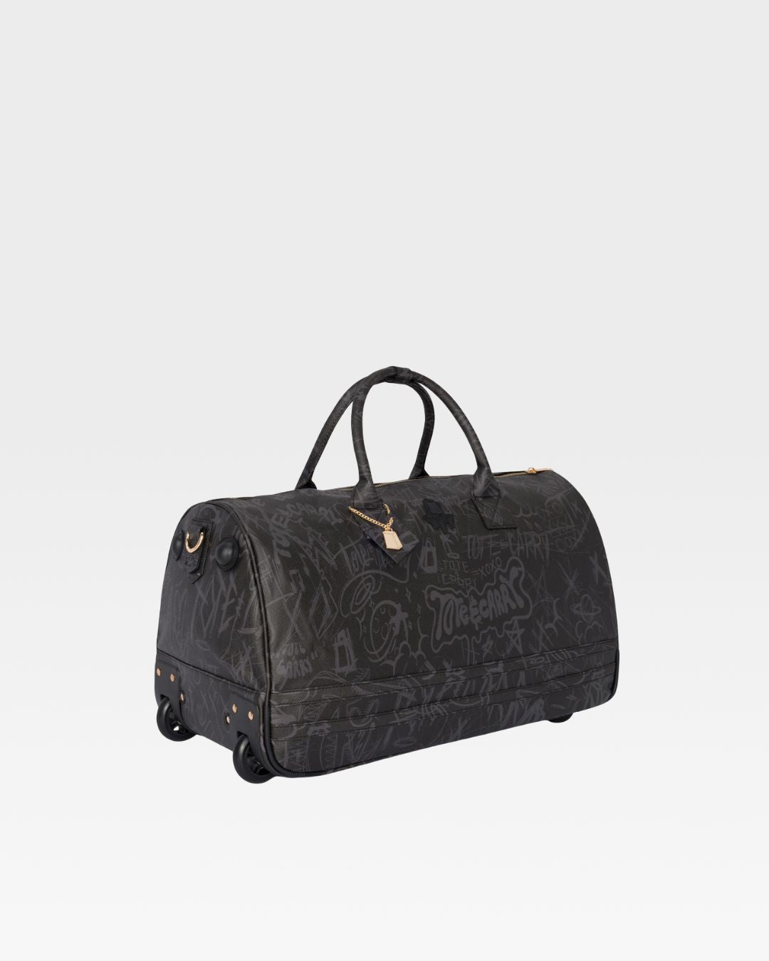 Black Graffiti Tombstone Roller Duffle Bag Set - Stylish Travel Luggage for Urban Adventures & Halloween Costume Accessories