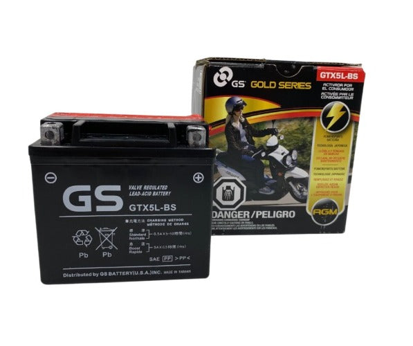 GTX5L BS Motorcycle Battery - Replacement for YTX5L BS - High Performance & Long Lasting - Perfect for ATVs, Dirt Bikes & Power Sports Vehicles