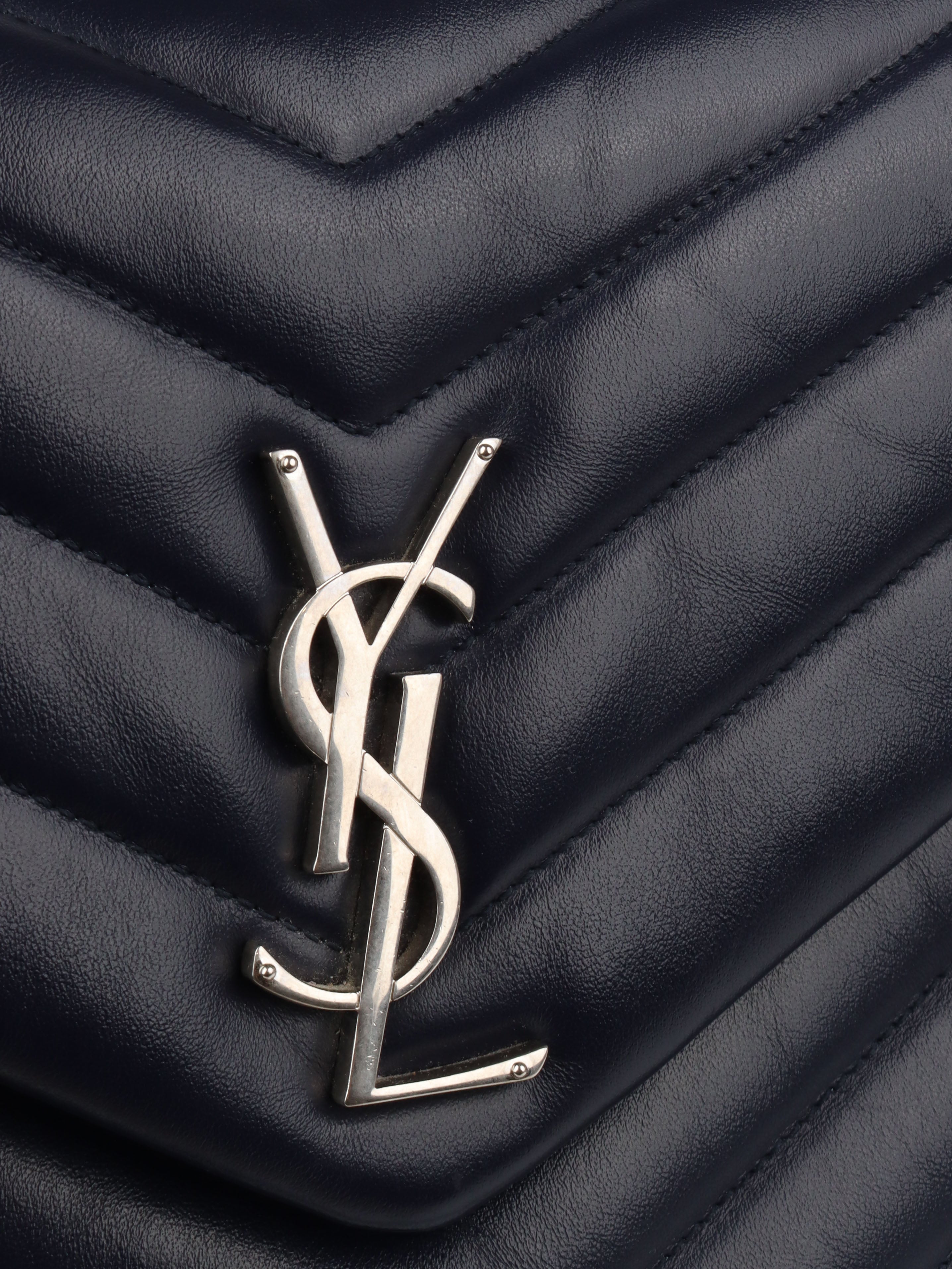 Saint Laurent Medium Navy Loulou Bag - Luxury Designer Shoulder Handbag for Women | Perfect for Work, Evening Events & Travel Accessories