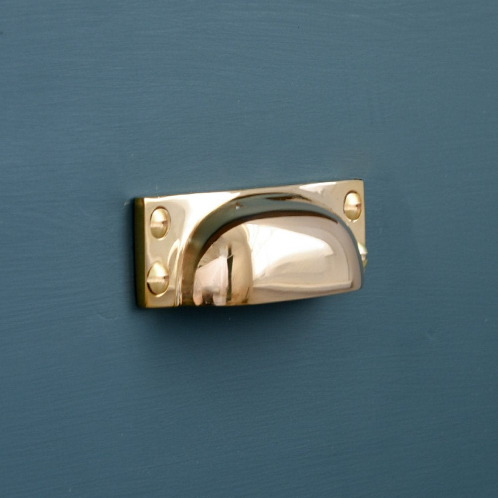 Polished Brass Slim Hooded Drawer Handle - Modern Cabinet Pulls for Kitchen & Bathroom - Perfect for Dressers, Cabinets, and Furniture Hardware