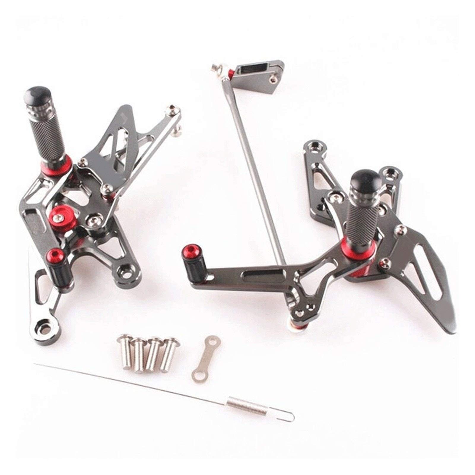 HXHN CNC Motorcycle Adjustable Rearset Foot Pegs for Yamaha YZF R1 2007-2008 - Aluminum Gray Non-Slip Foot Rest Pegs - Perfect for Racing, Track Days & Street Riding