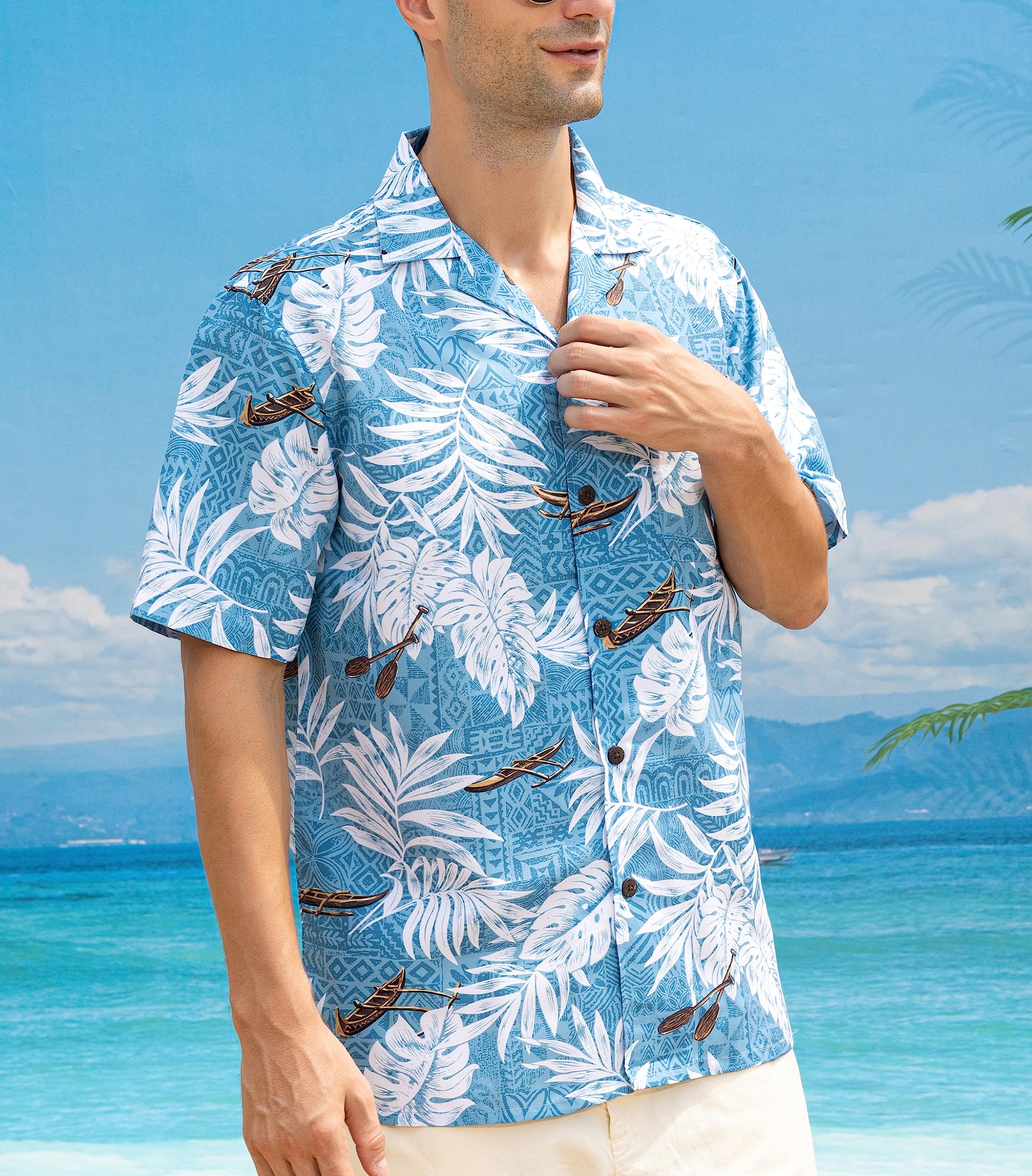 Stylish Rayon Men's Hawaiian Shirts | Breathable Short Sleeve Aloha Shirts with Front Pocket | Perfect for Beach Vacations, Summer Parties & Tropical Getaways