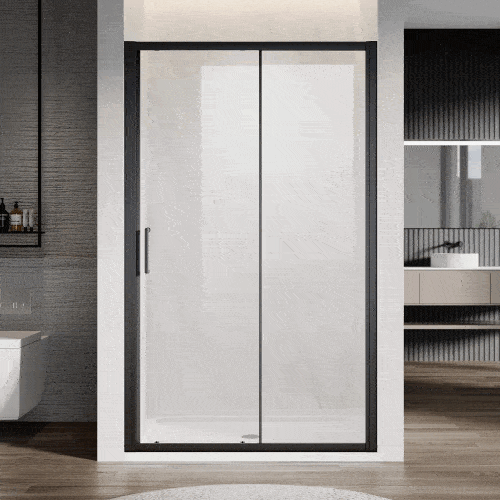 8mm Frameless Sliding Shower Door - Black Matte Finish for Modern Bathrooms | Waterproof & Durable Glass Enclosure for Walk-in Showers & Bathroom Remodels