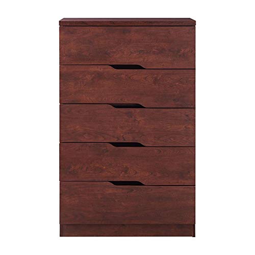 Furniture of America Astro Contemporary Wood 5-Drawer Dresser in Vintage Walnut - Modern Bedroom Storage Solution for Home Organization