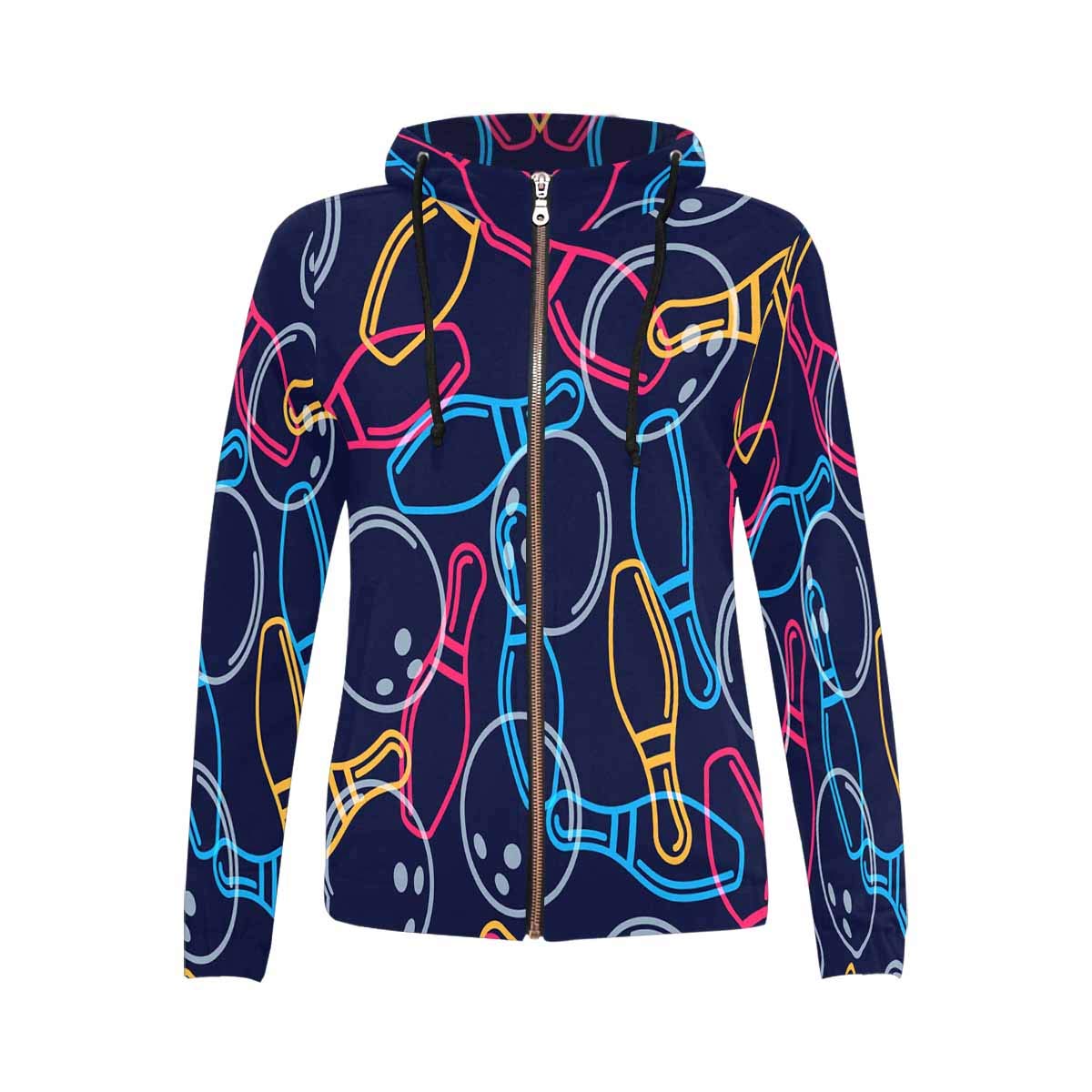 InterestPrint Women's Bowling Themed Graphic Hoodie - Soft Pullover Sweatshirt for Casual Wear & Bowling Alley Fashion