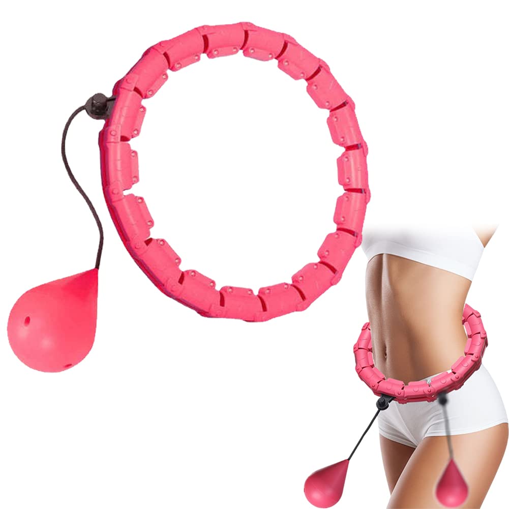 Smart Weighted Hula Hoop for Adults - Adjustable & Removable Fitness Hoop for Weight Loss, Core Workout & Abdominal Massage - 24 Detachable Sections - Perfect for Home Gym, Yoga & Cardio Training