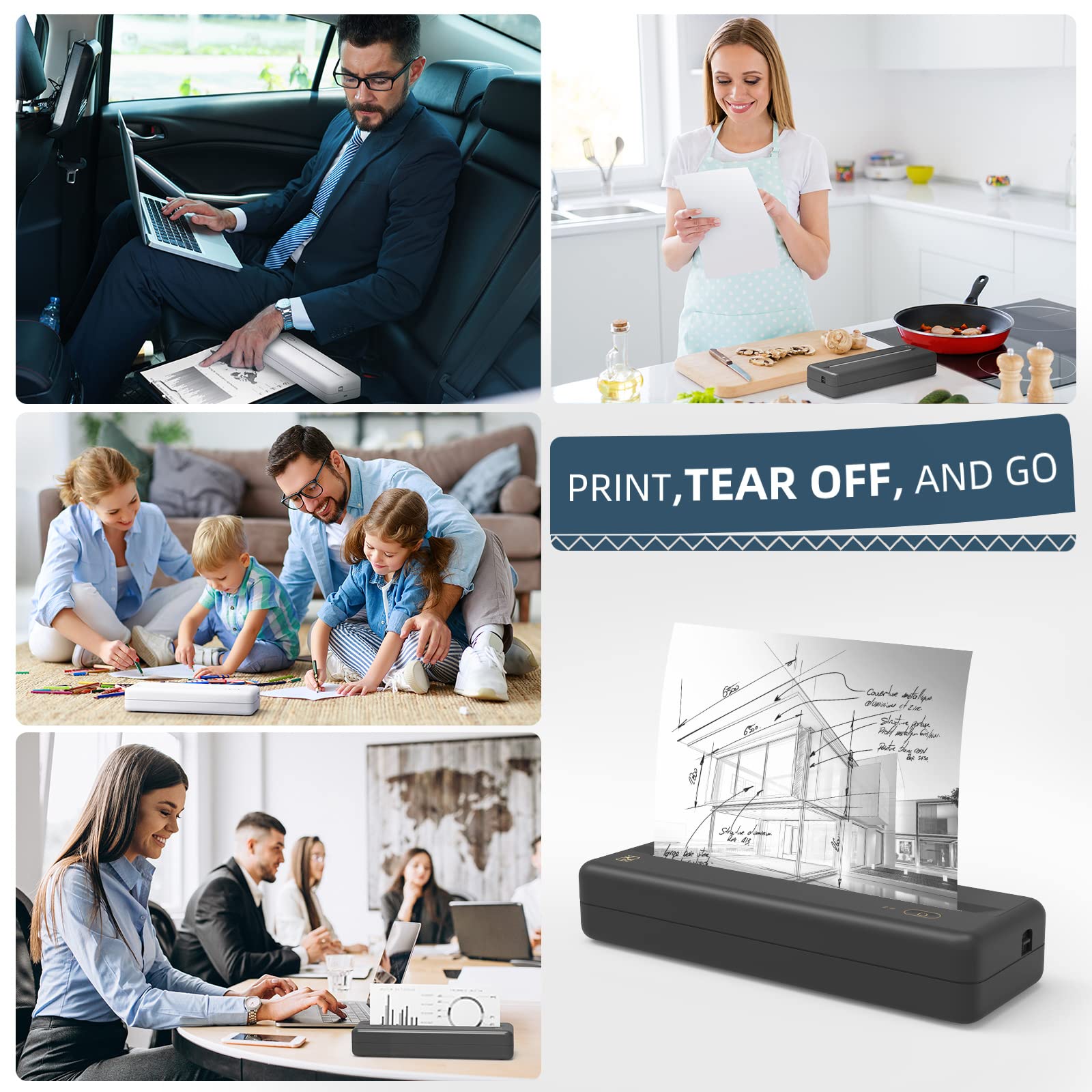 HPRT MT810 Portable Wireless Bluetooth Thermal Printer for Receipts & Labels - Includes 2 Rolls (8.3