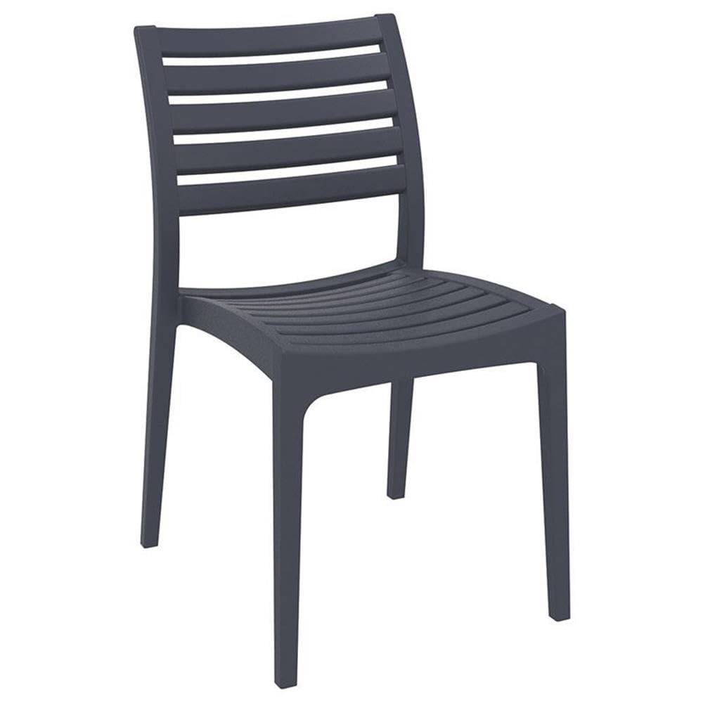 Dark Gray Outdoor Patio Dining Chairs Set of 2 - Weather-Resistant Ares Collection for Backyard, Garden & Poolside Relaxation