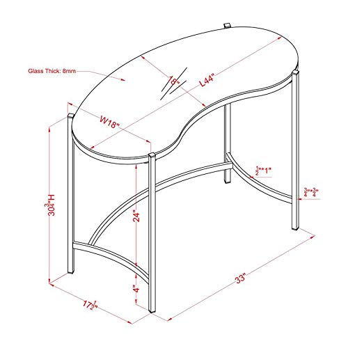 Furniture of America Lythy Contemporary Gold Glass Top Desk - Modern Home Office & Study Writing Table for Work & Remote Learning