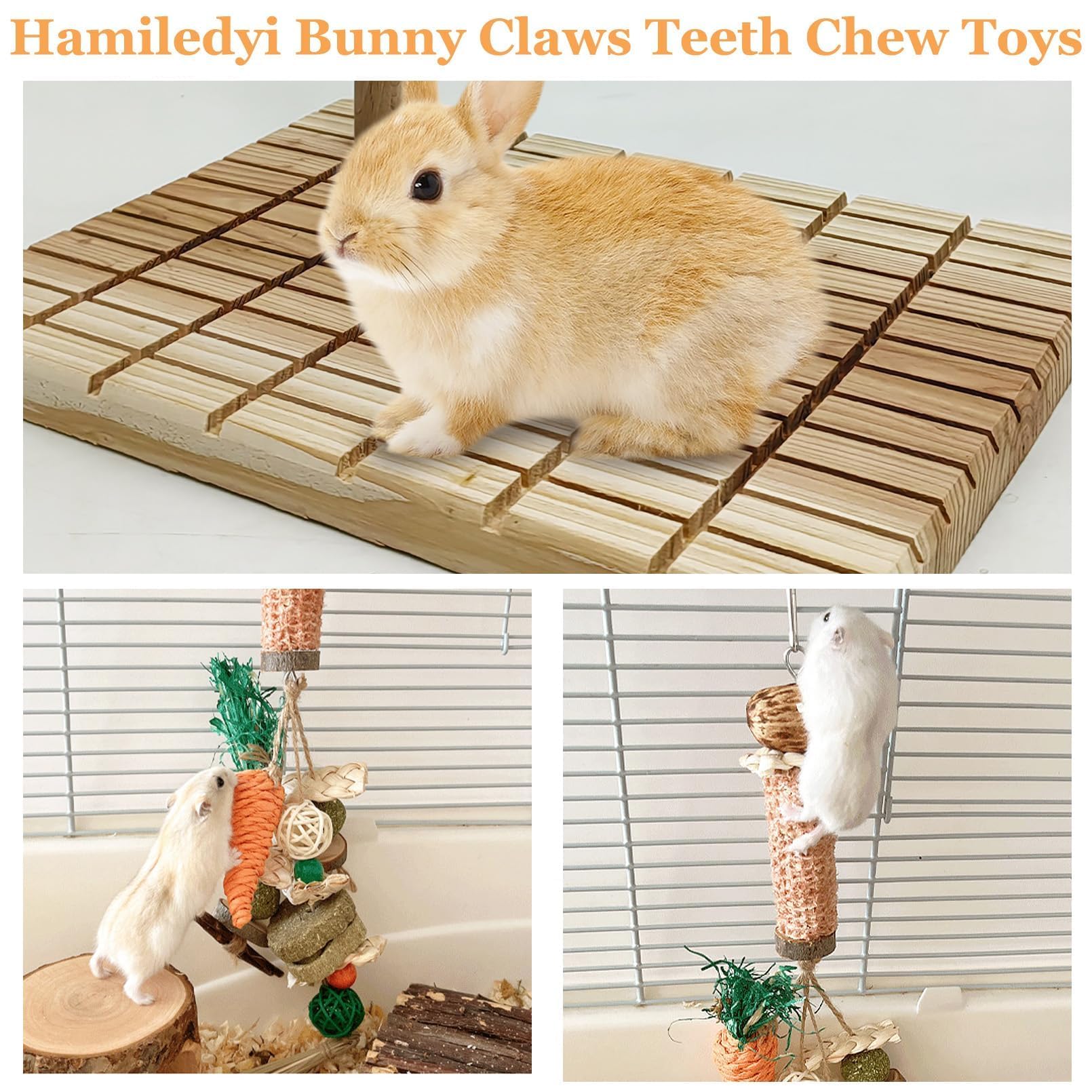 Hamiledyi Bunny Scratch Toy - Natural Wood Chewing & Scratching Board for Rabbits, Indoor Bunnies & Small Pets - Teeth Care & Boredom Relief - Perfect for Playtime, Cage Enrichment & Dental Health