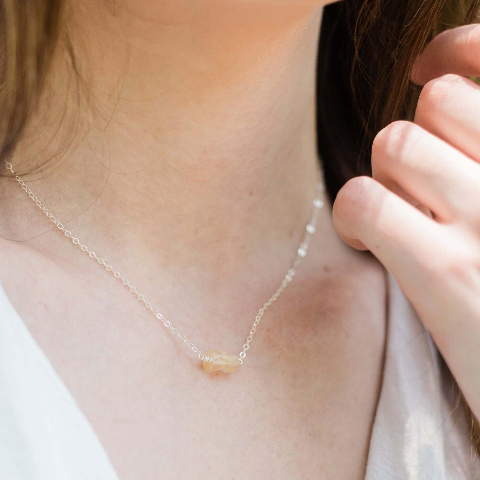 Natural Raw Citrine Crystal Nugget Necklace - Healing Stone Jewelry for Women, Chakra Balancing & Energy Cleansing | Perfect for Meditation, Yoga & Spiritual Gifts