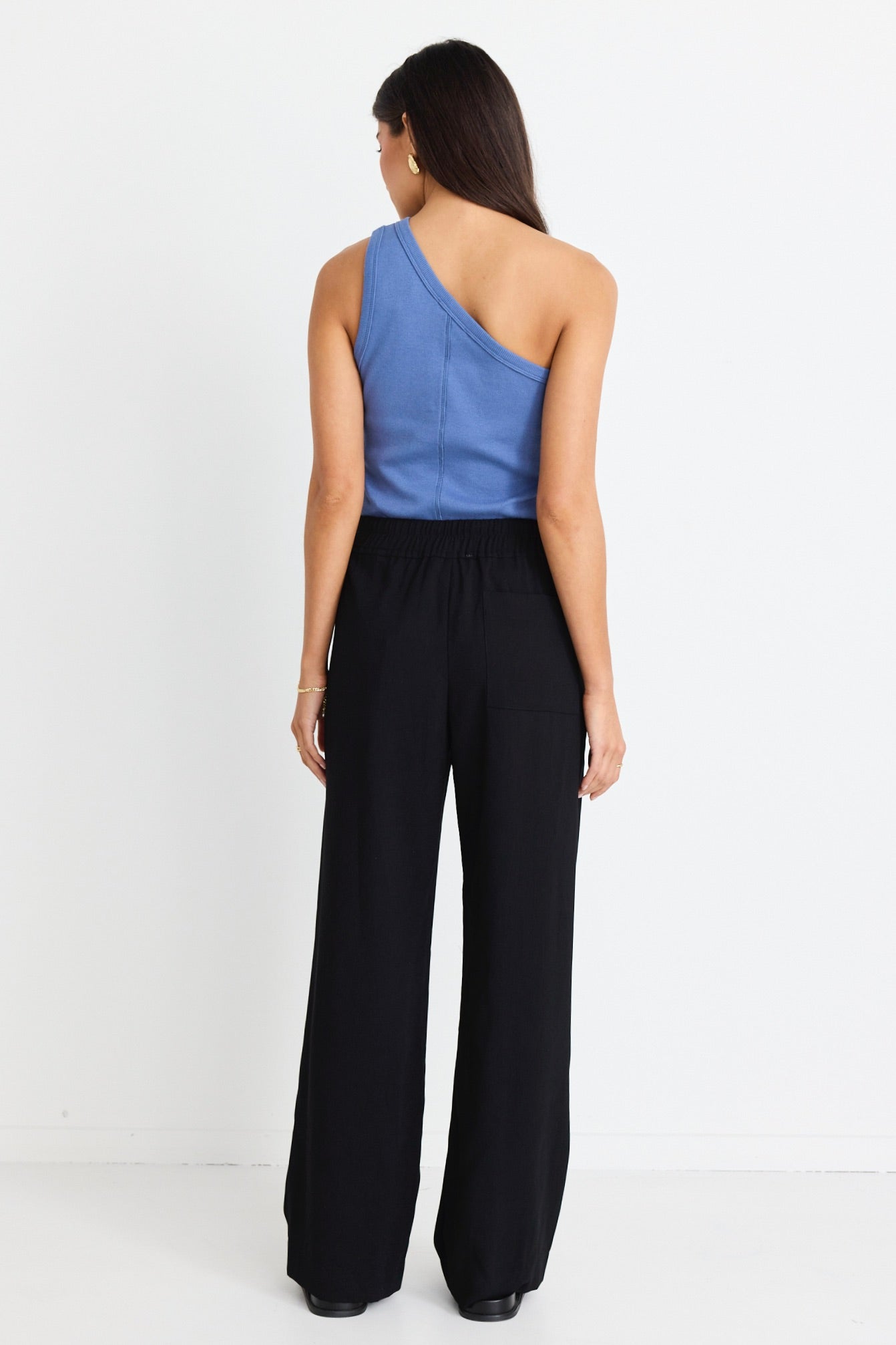 Stylish Civic Black Crepe Pintuck Leg Wide Pants for Women - Comfortable Office Wear & Casual Chic Outfits
