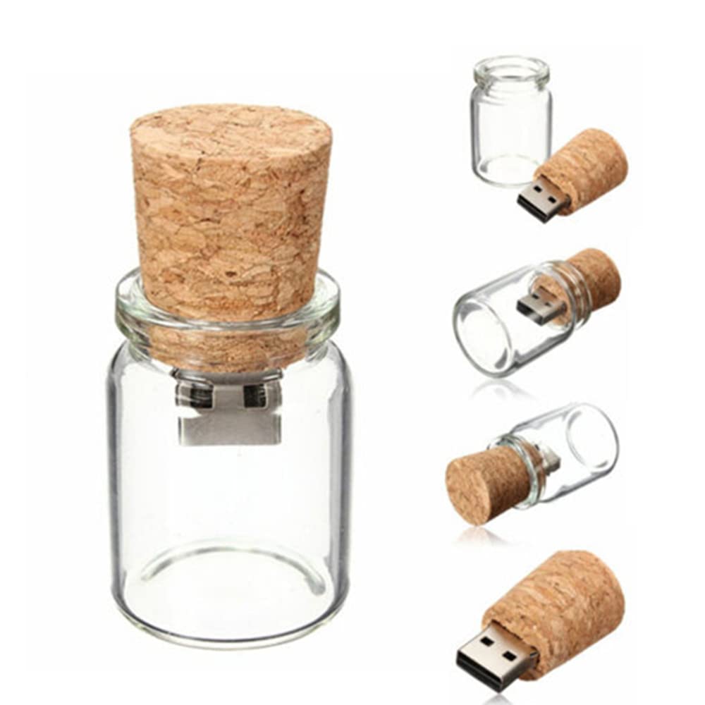 32GB USB 2.0 Flash Drive with Transparent Glass Bottle Design - 10 Pack for Data Storage, Office Use & Unique Gift Ideas