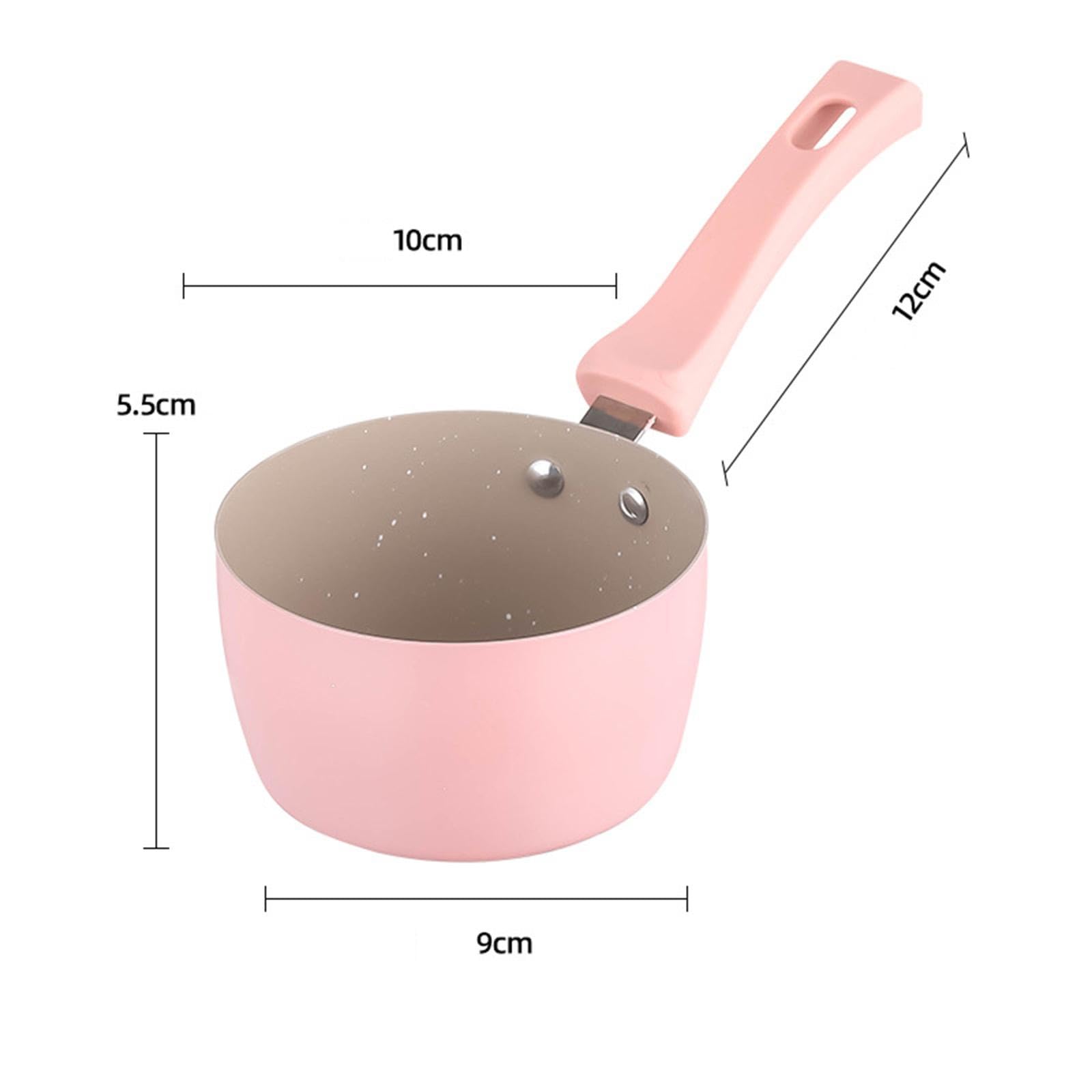 Folpus Stainless Steel Milk Pot - Small Soup & Coffee Warmer for Gas Stove, Pink Medical Stone Design - Perfect for Kitchen, Camping & Medical Use