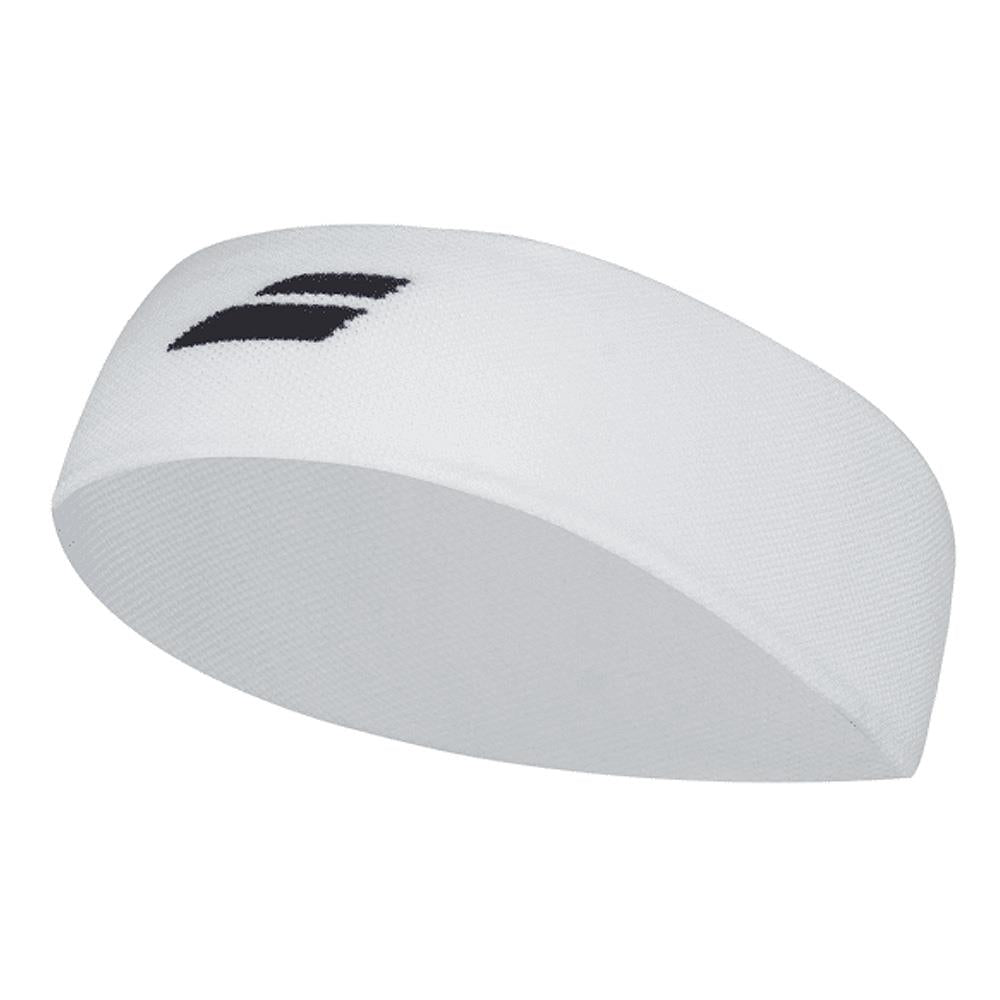 Babolat Logo Headband for Tennis & Sports - White & Black - Sweat Absorbing & Comfortable for Men & Women - Perfect for Tennis, Running & Workouts