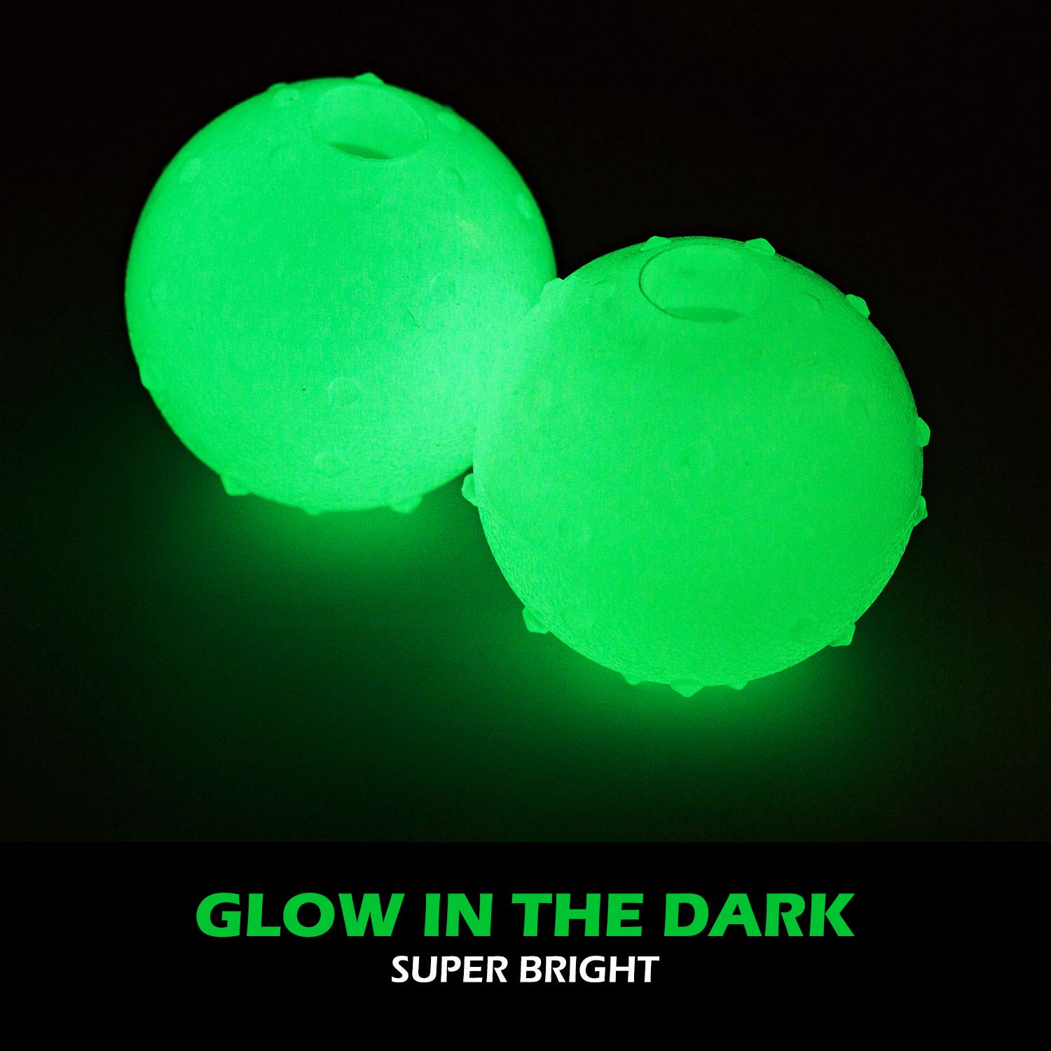 Glow in The Dark Dog Balls - 2 Pack LED Light Up Fetch Toys for Large & Small Dogs with 21 LED UV Flashlight for Night Play - Perfect for Backyard, Park & Beach Outdoor Activities (2.5 Inch)